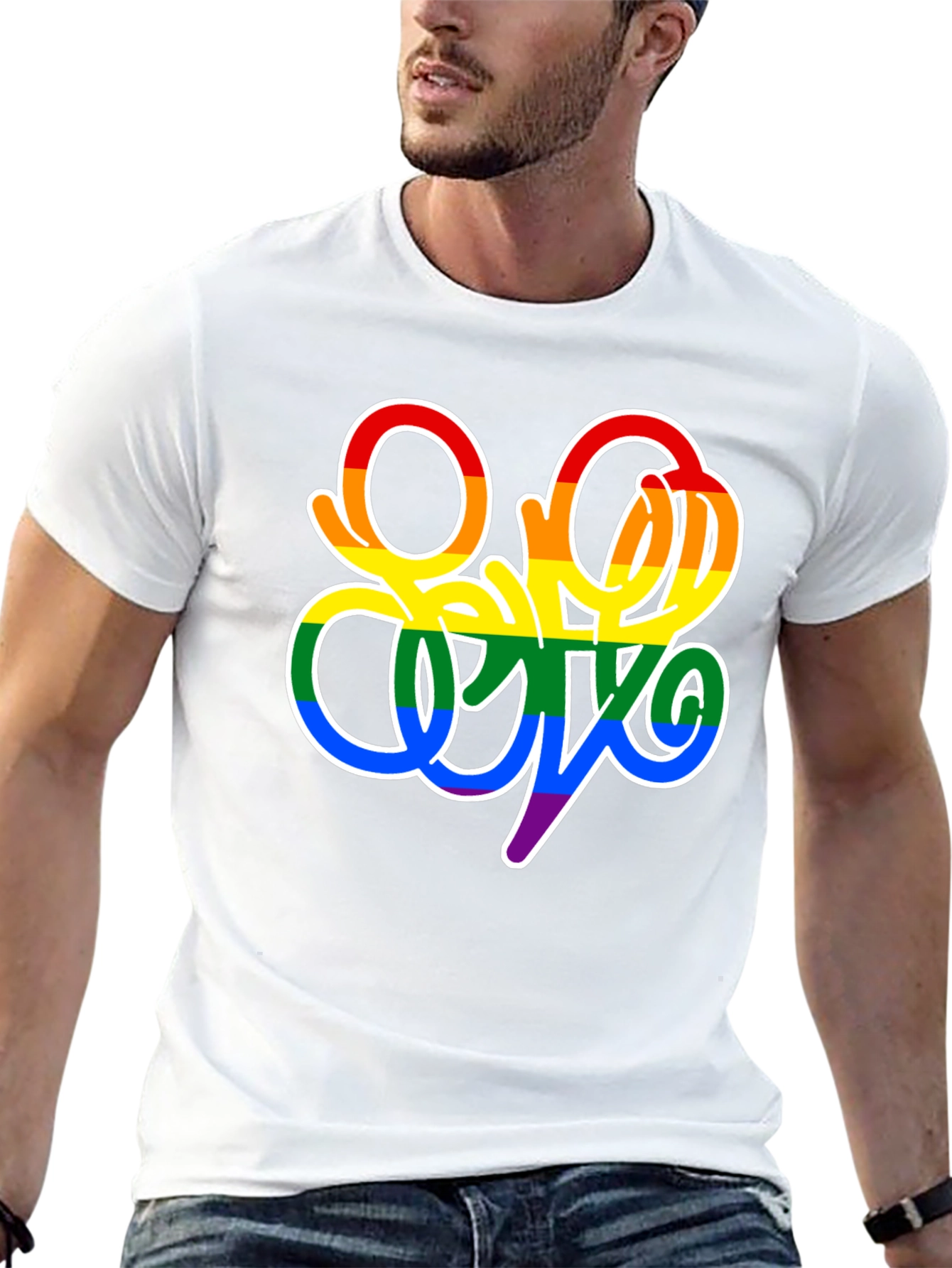 Pride Script Black T-Shirt - LGBTQ+ Rainbow Design