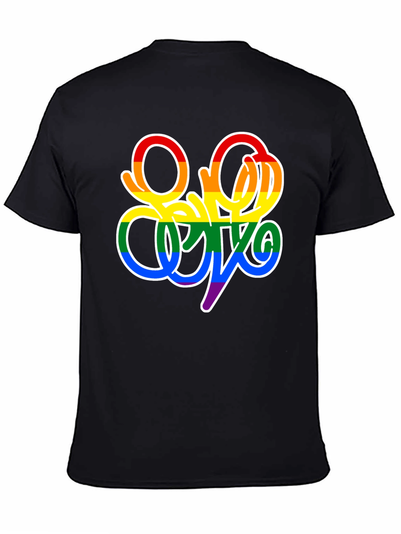 Pride Script Black T-Shirt - LGBTQ+ Rainbow Design