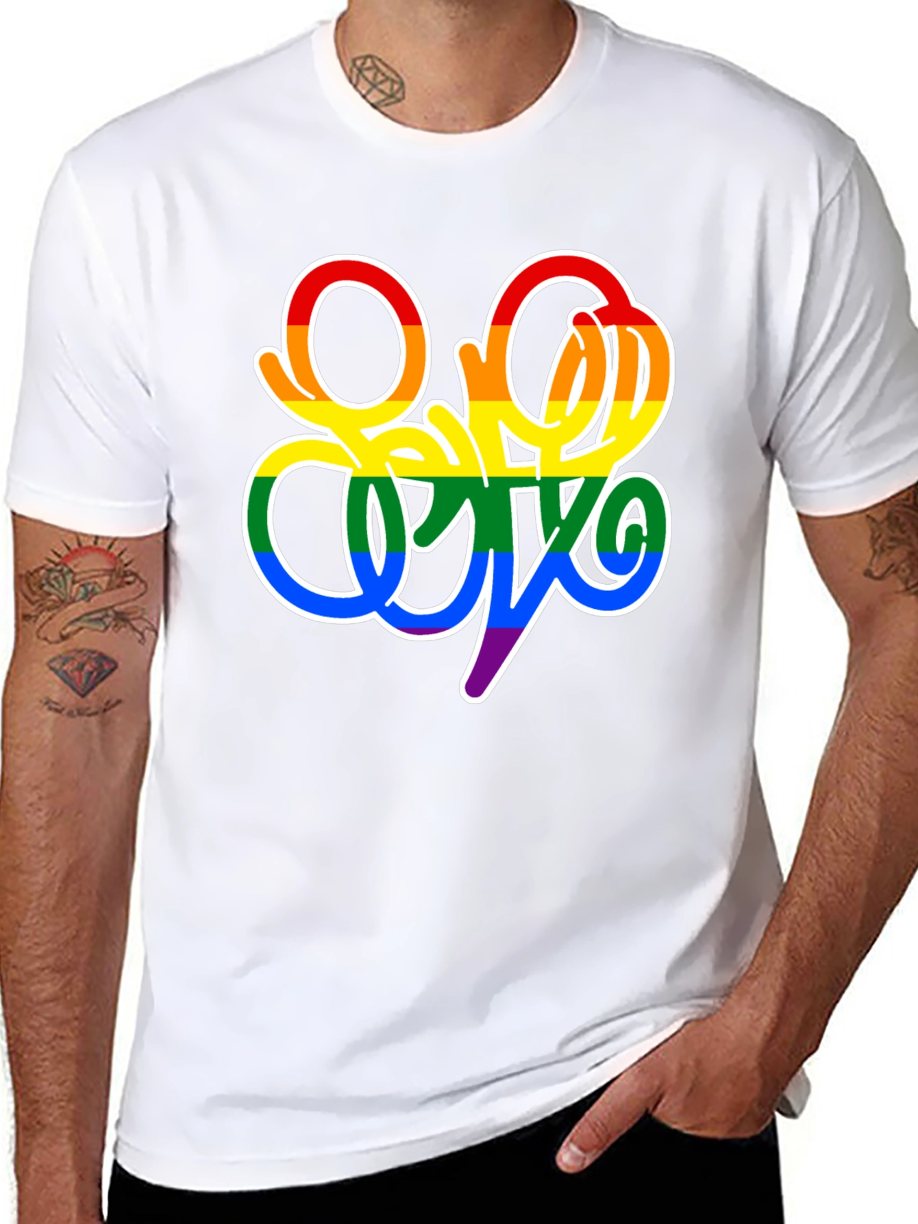 Pride Script Black T-Shirt - LGBTQ+ Rainbow Design