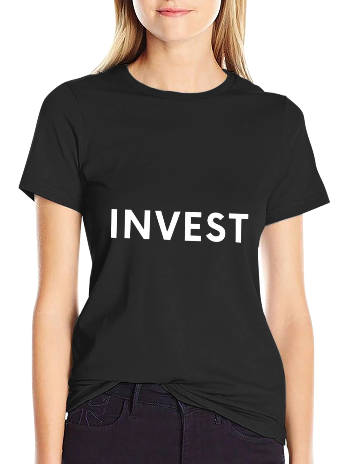 Invest Graphic Tee - Black Cotton Casual T-Shirt