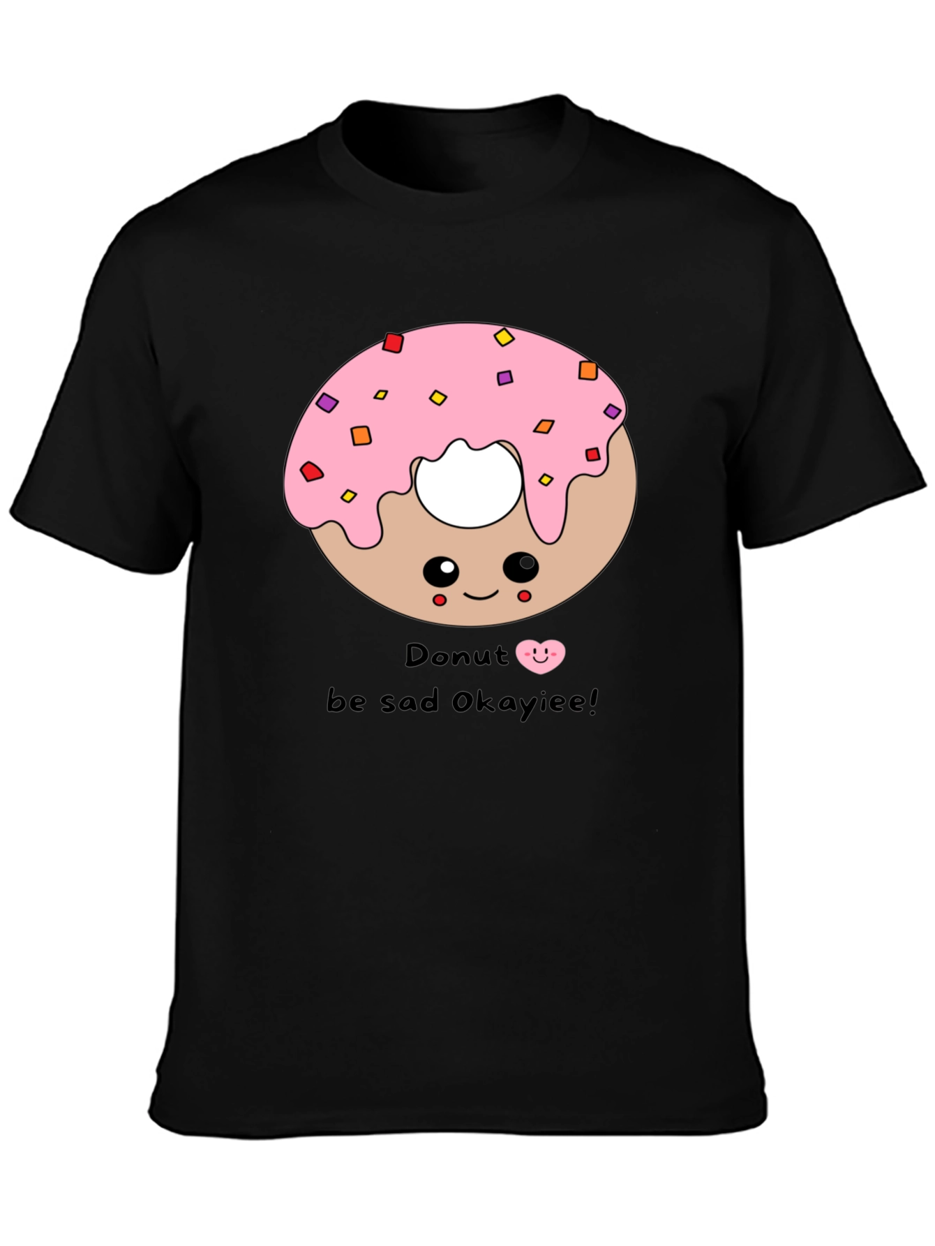 Cute Donut Graphic Black T-Shirt