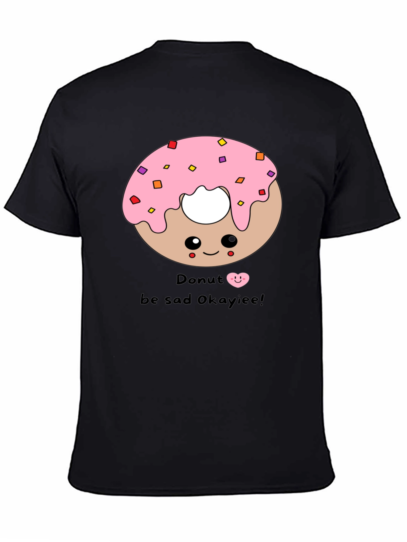 Cute Donut Graphic Black T-Shirt