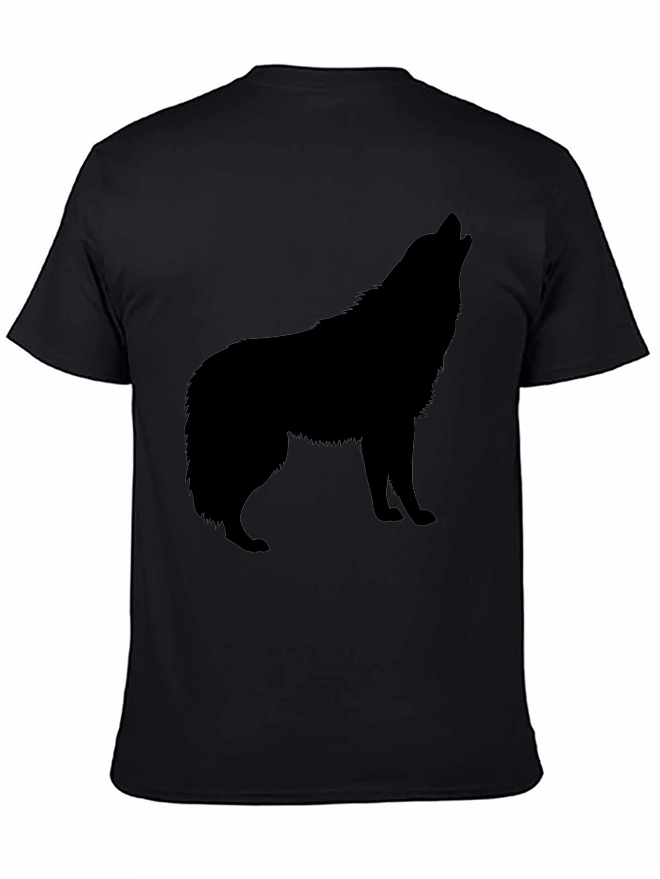 Black Wolf Silhouette T-Shirt - Classic Crew Neck Tee