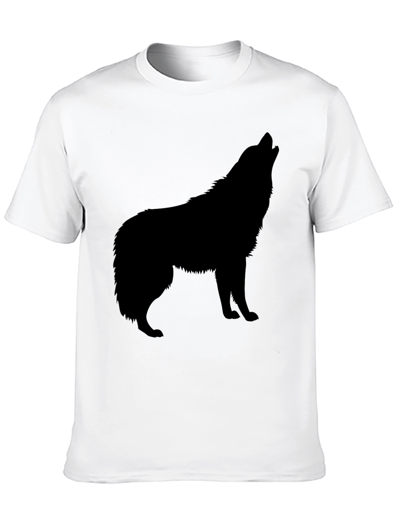 Black Wolf Silhouette T-Shirt - Classic Crew Neck Tee