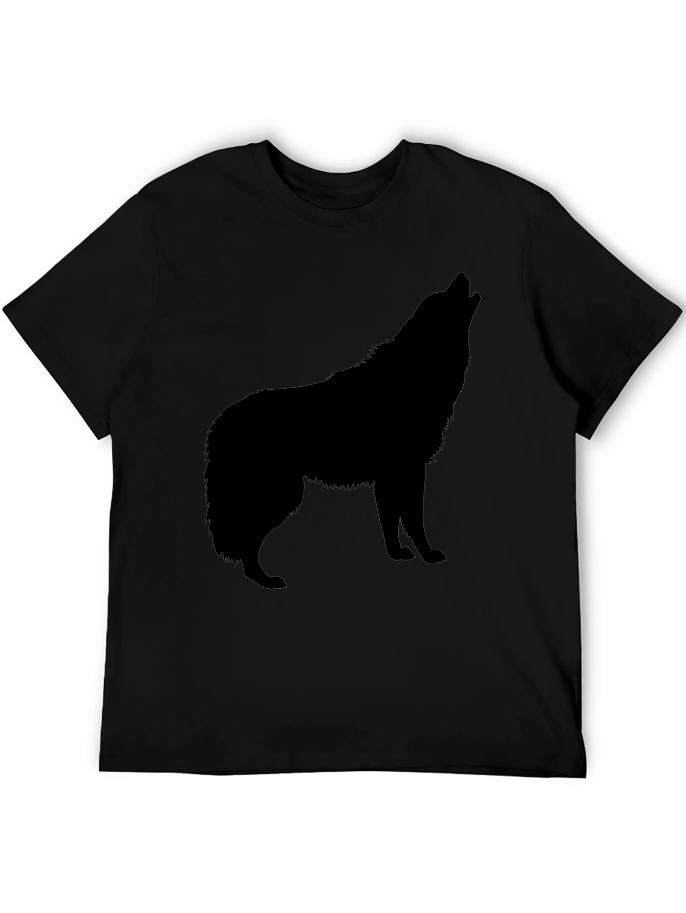 Black Wolf Silhouette T-Shirt - Classic Crew Neck Tee