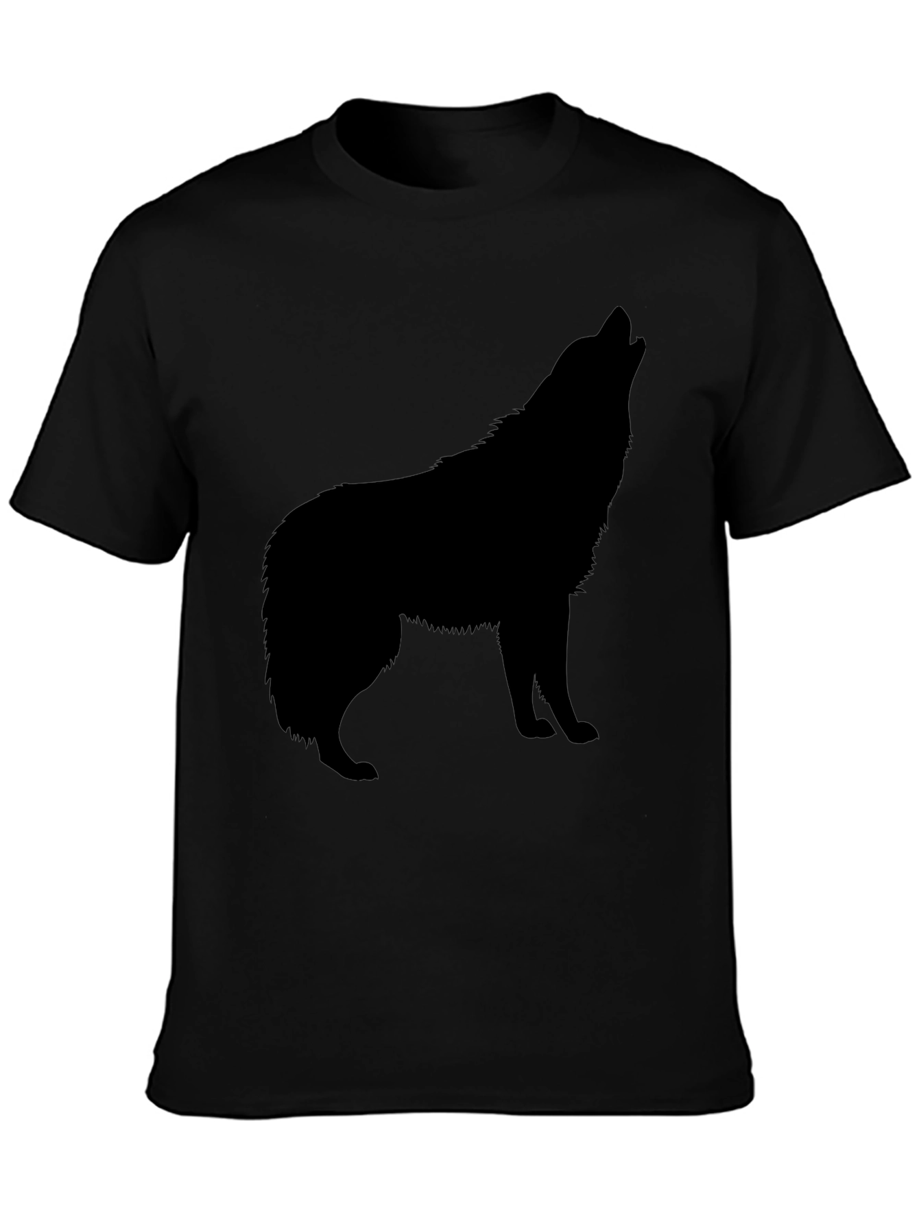 Black Wolf Silhouette T-Shirt - Classic Crew Neck Tee