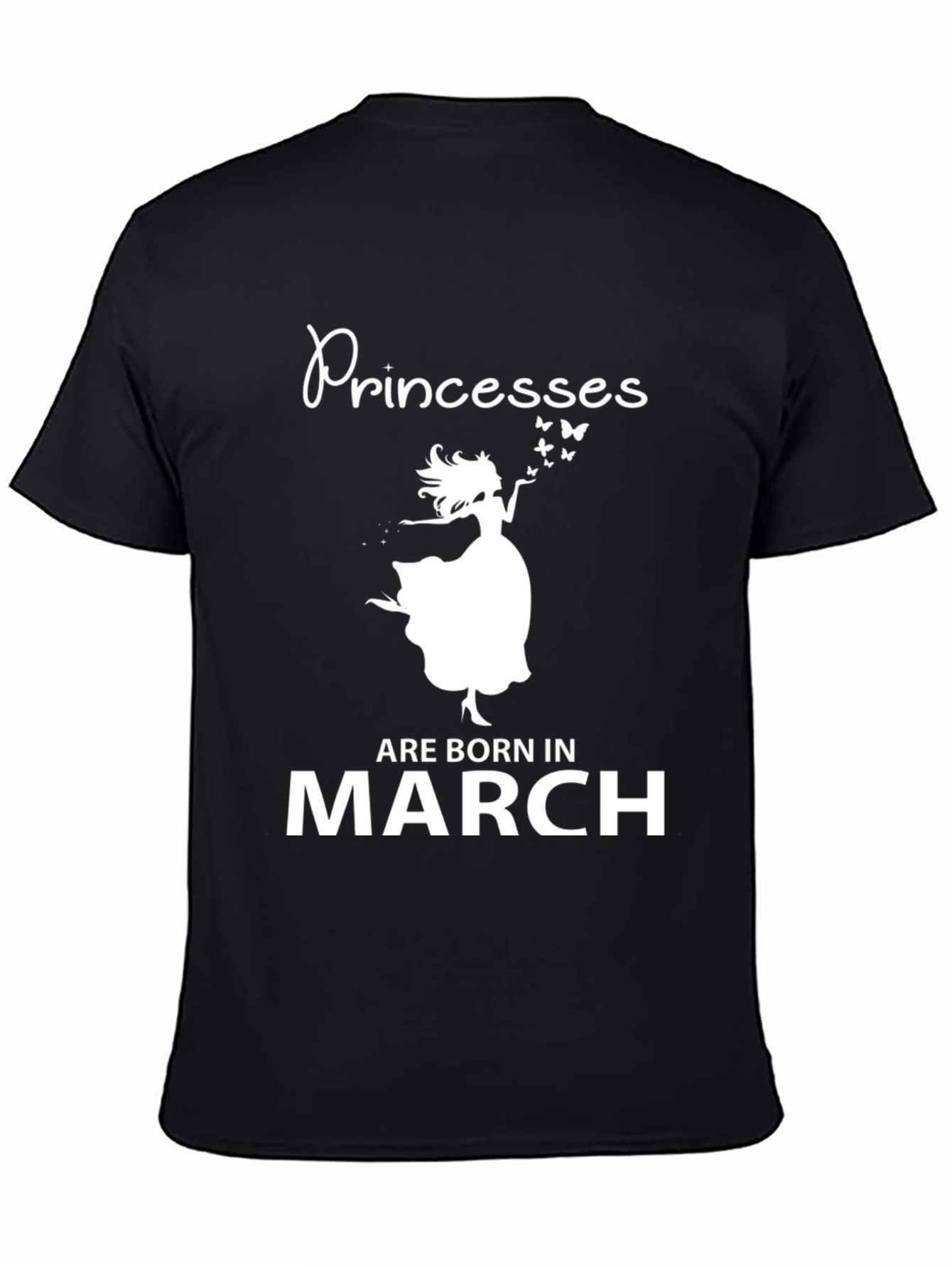 Princesses Born In March Black Graphic T-Shirt