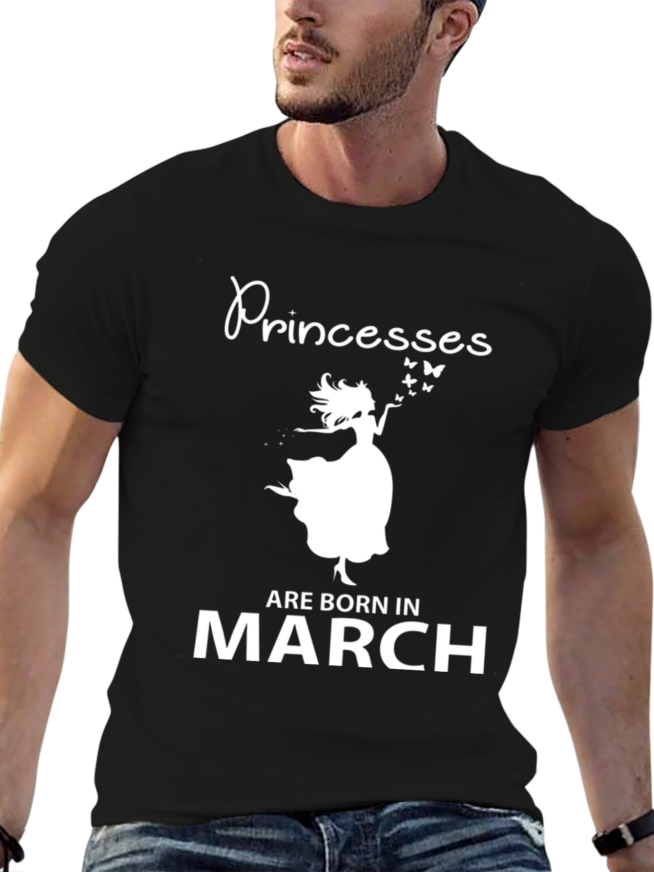 Princesses Born In March Black Graphic T-Shirt