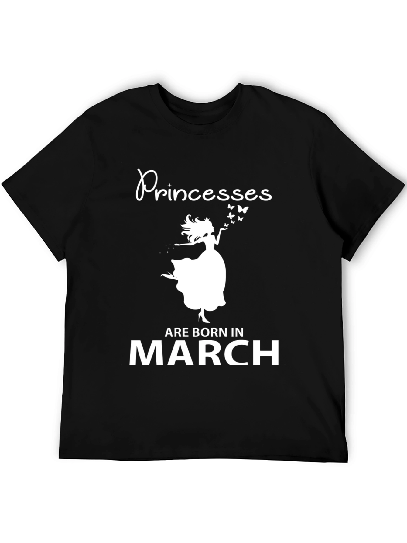 Princesses Born In March Black Graphic T-Shirt