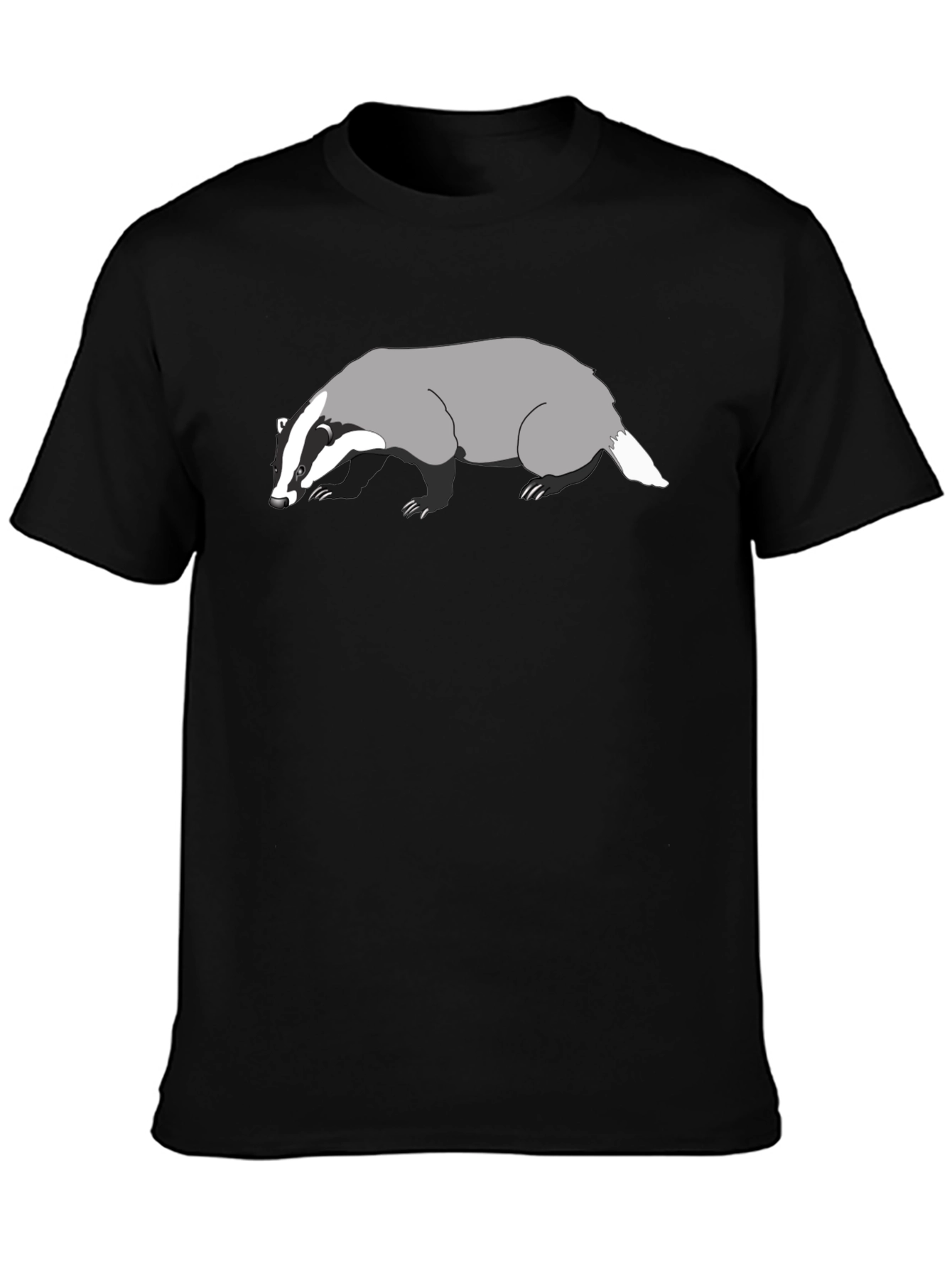 Badger Graphic Black T-Shirt - Unique Animal Design