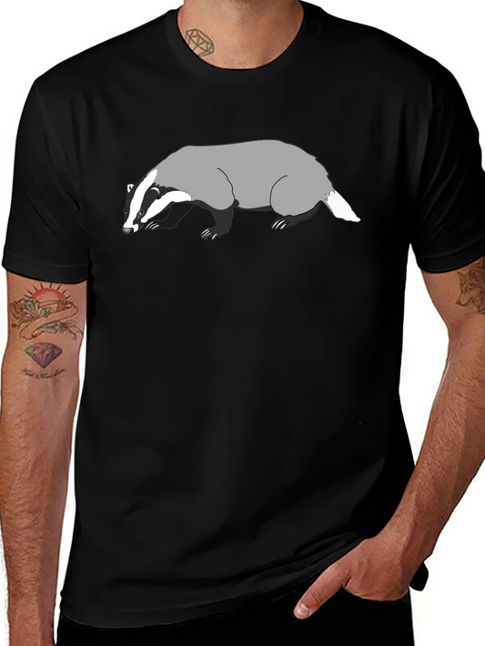 Badger Graphic Black T-Shirt - Unique Animal Design