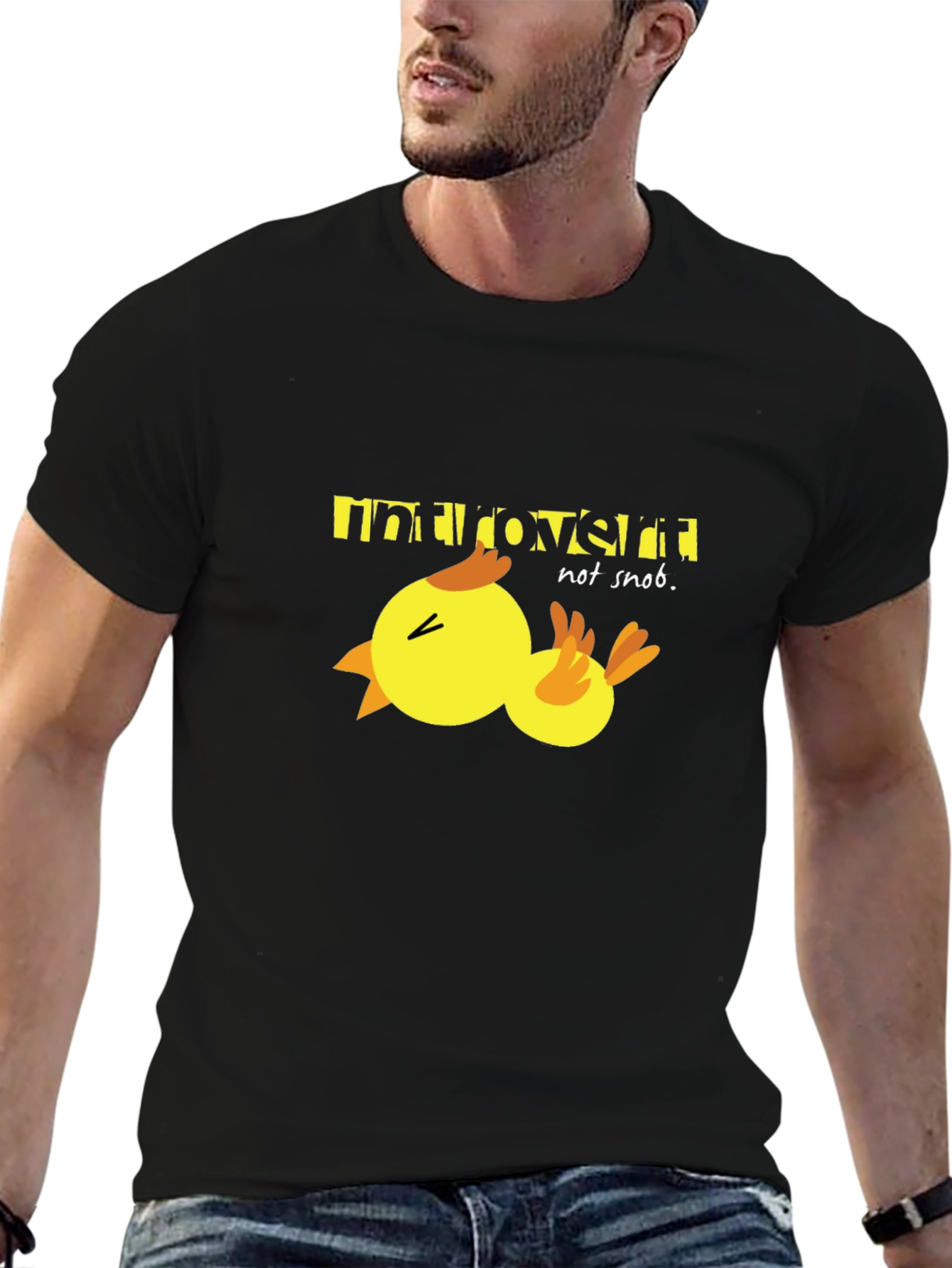 Introvert Duck T-Shirt - Unisex Black Cotton Tee