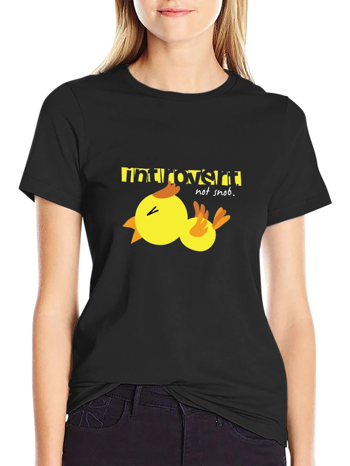Introvert Duck T-Shirt - Unisex Black Cotton Tee