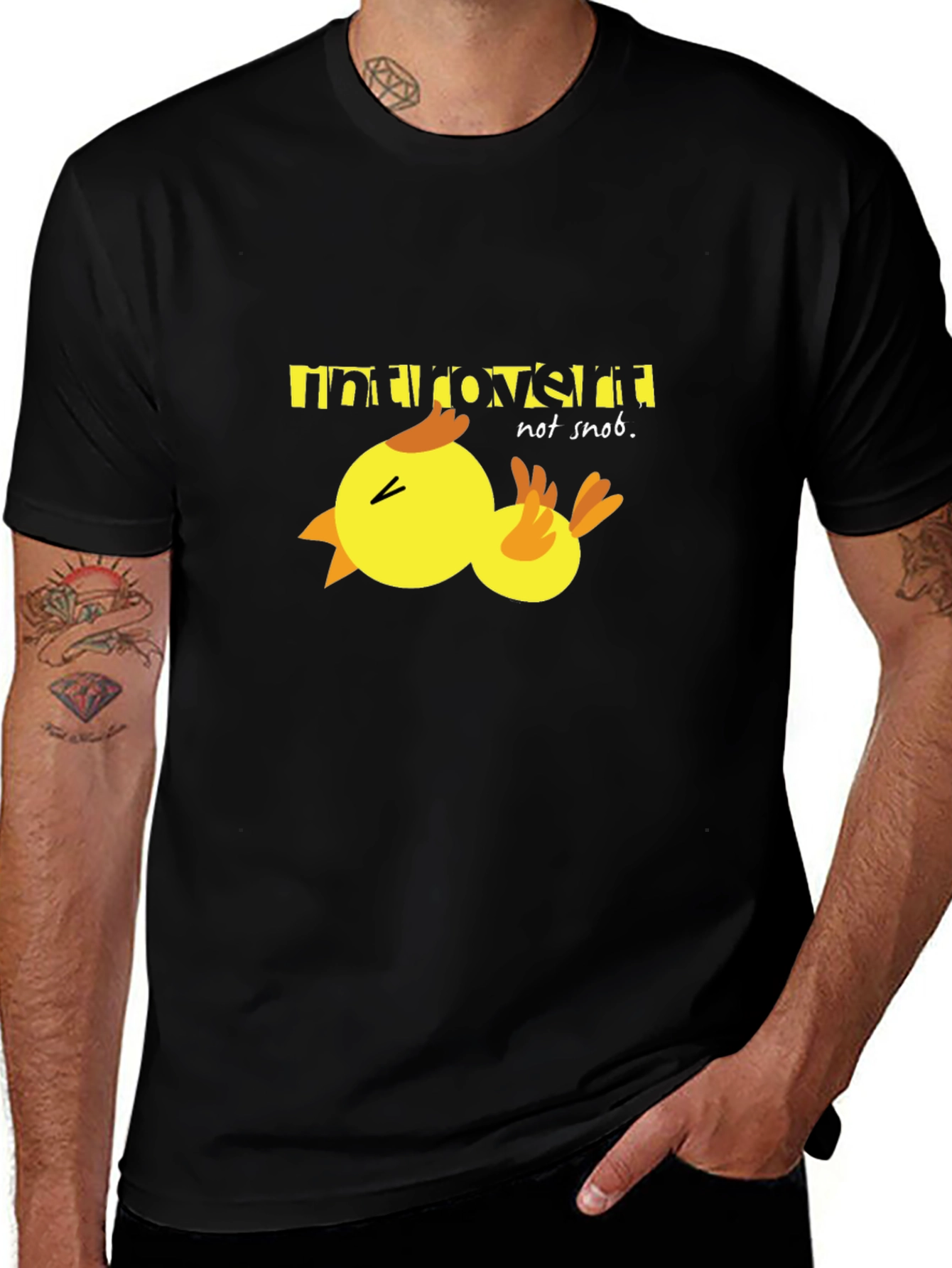 Introvert Duck T-Shirt - Unisex Black Cotton Tee