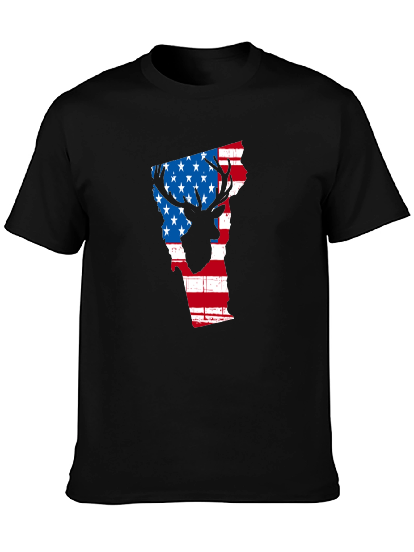 American Flag Deer Silhouette Vermont State Outline T-Shirt