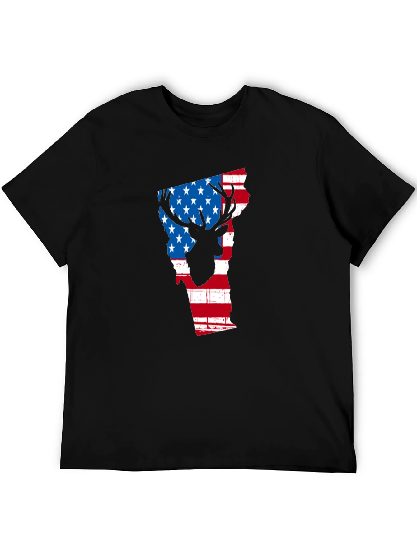 American Flag Deer Silhouette Vermont State Outline T-Shirt