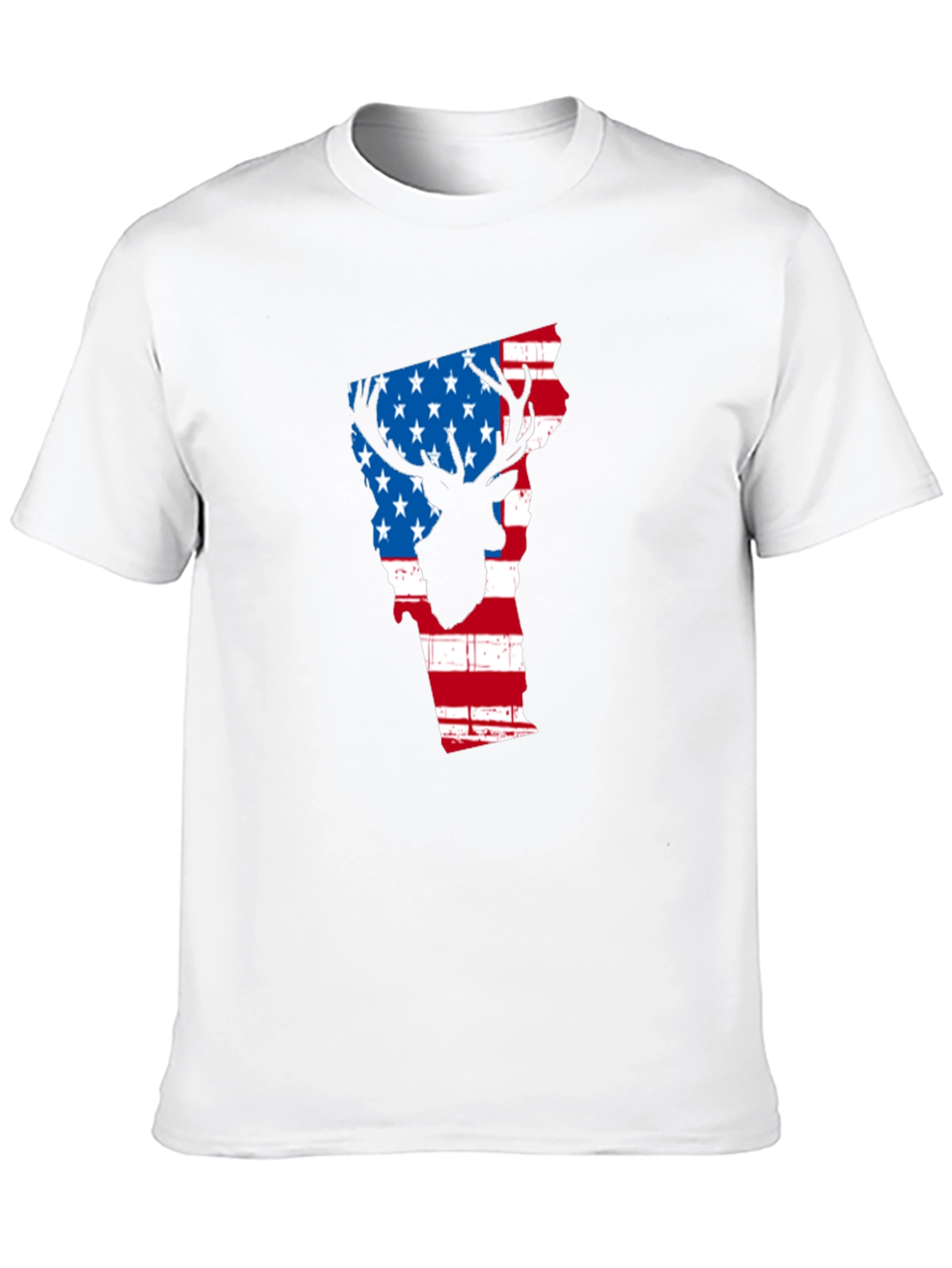 American Flag Deer Silhouette Vermont State Outline T-Shirt
