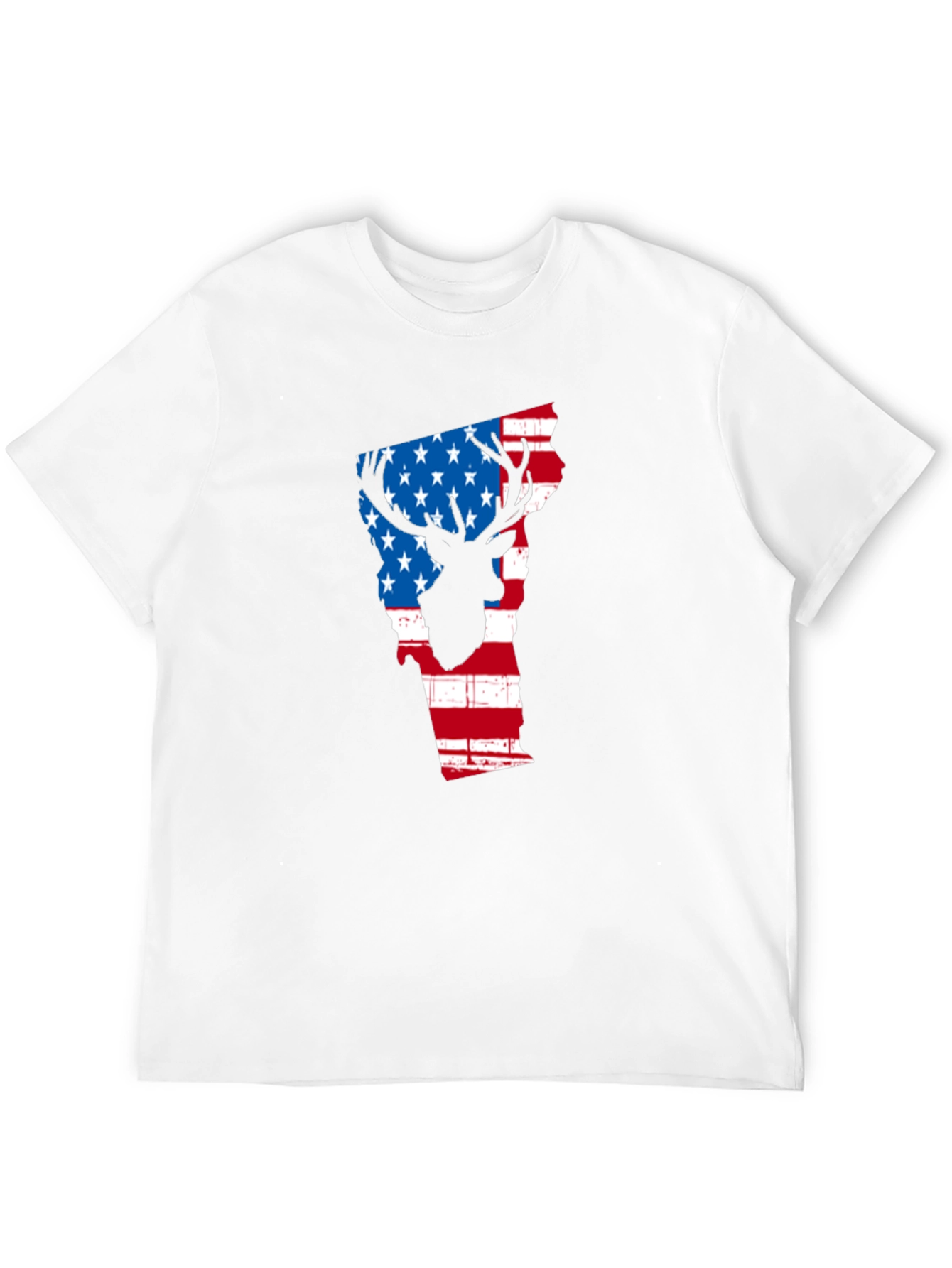 American Flag Deer Silhouette Vermont State Outline T-Shirt