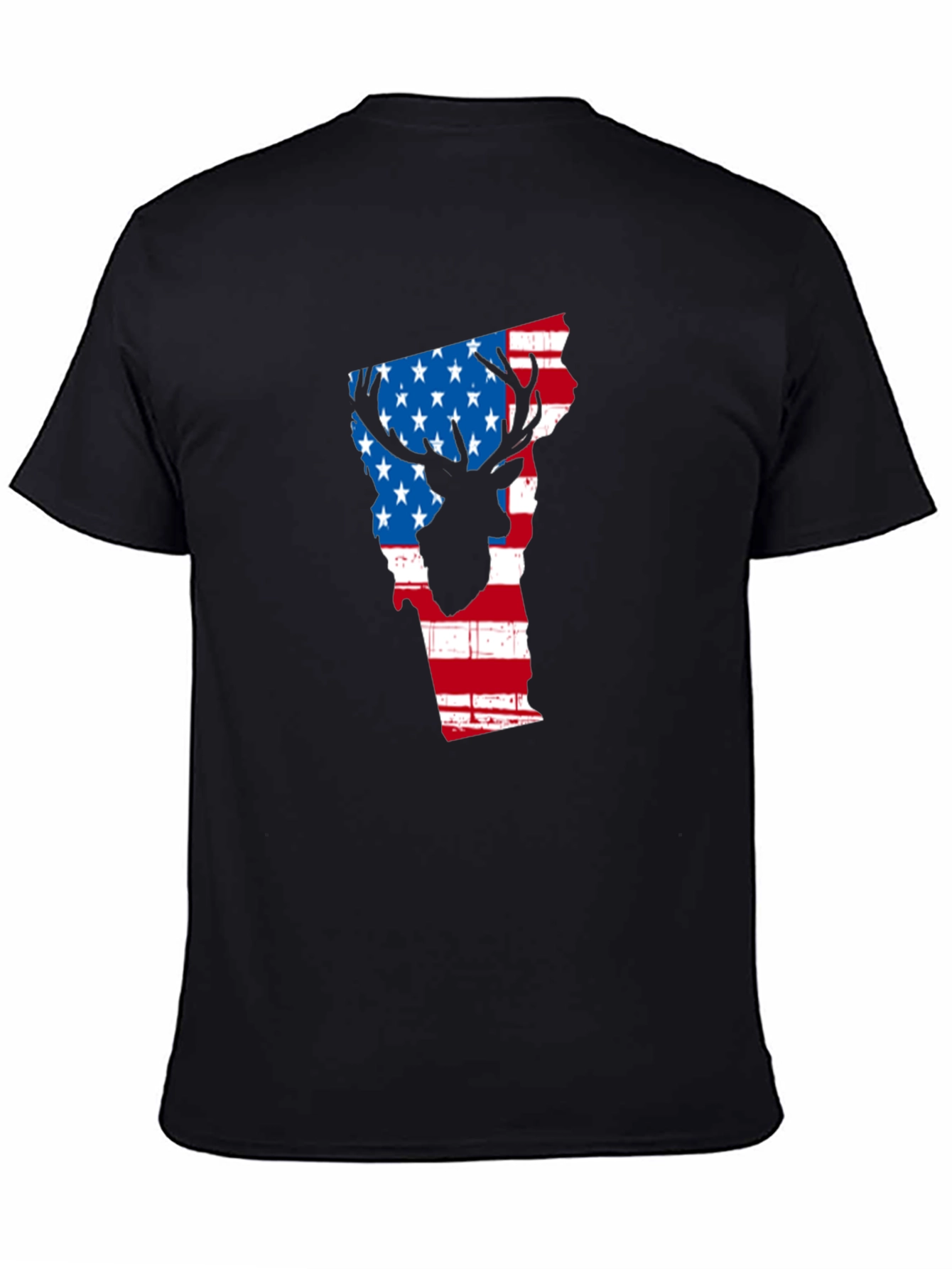 American Flag Deer Silhouette Vermont State Outline T-Shirt