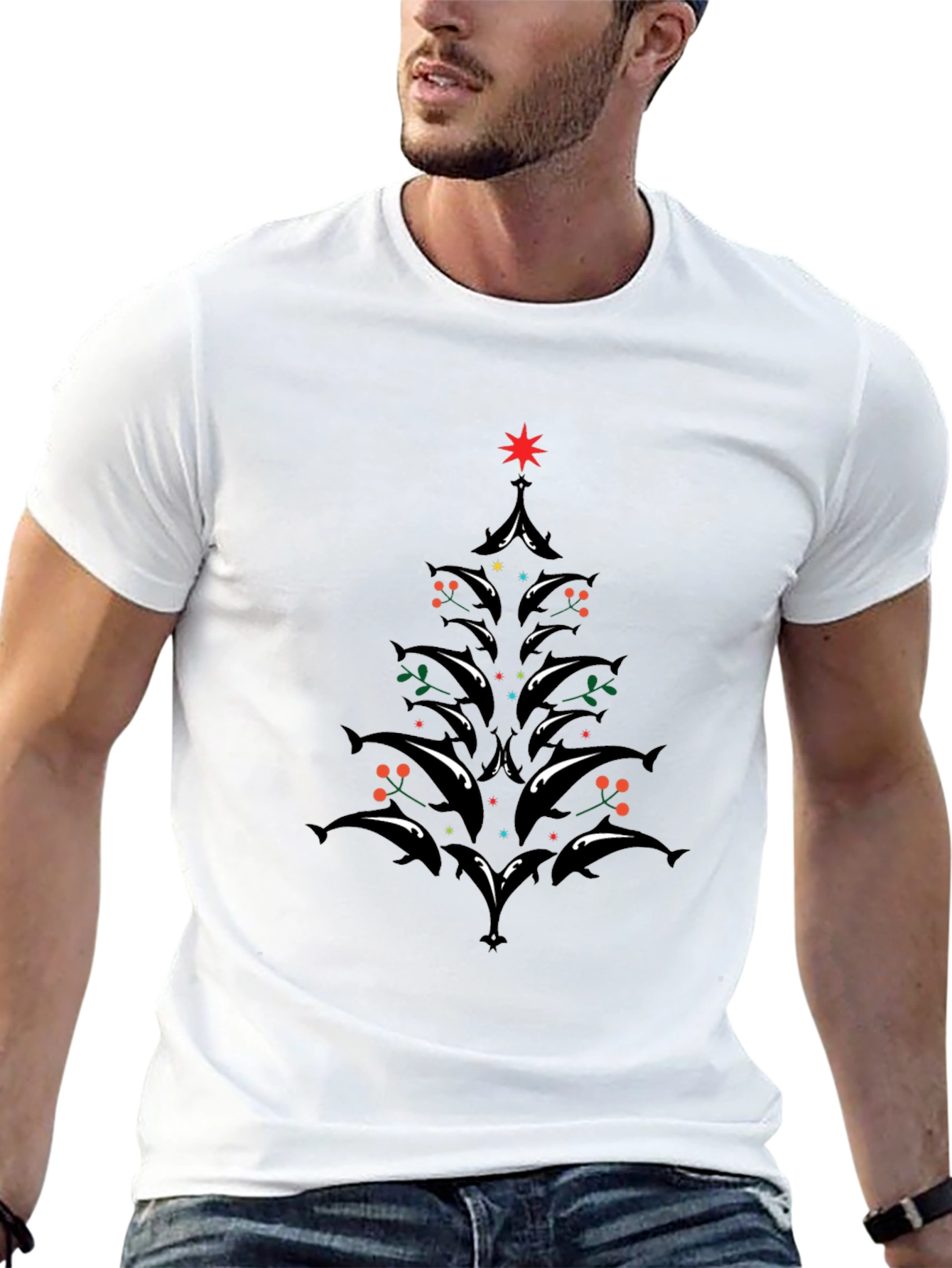 Dolphin Christmas Tree Holiday T-Shirt