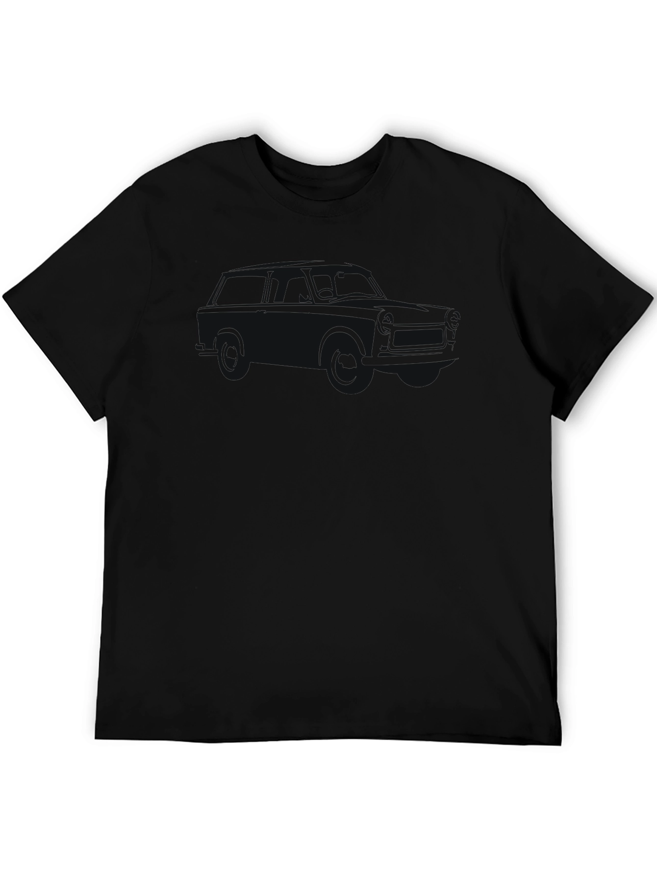 Classic Black Crew Neck Tee - Subtle Car Design