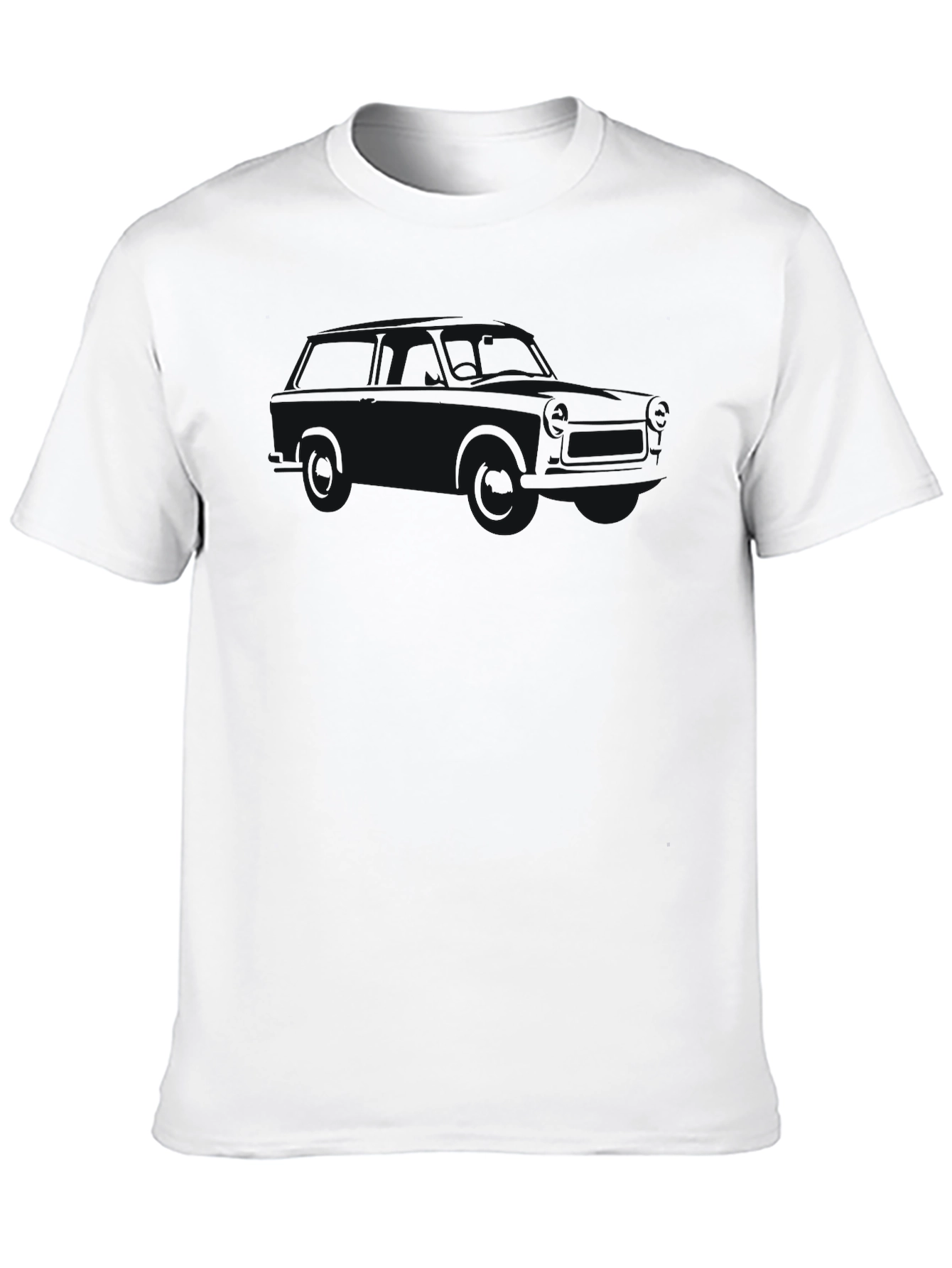Classic Black Crew Neck Tee - Subtle Car Design