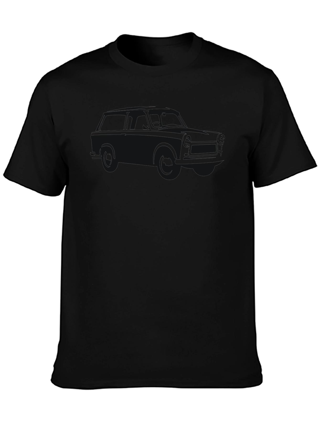 Classic Black Crew Neck Tee - Subtle Car Design