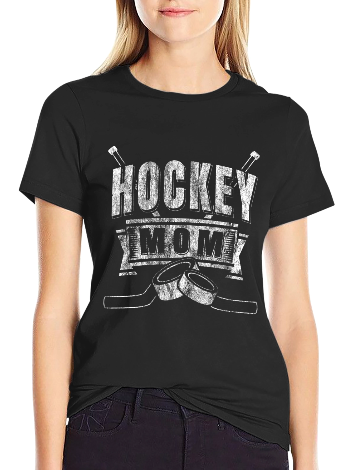 Hockey Mom Graphic Tee - Black Cotton T-Shirt