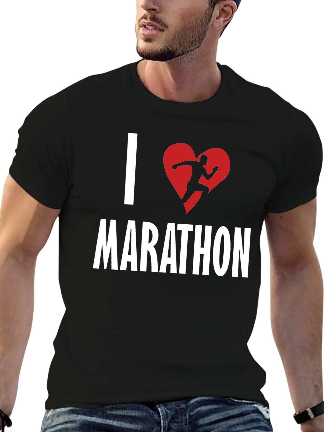I Heart Marathon Black Graphic T-Shirt