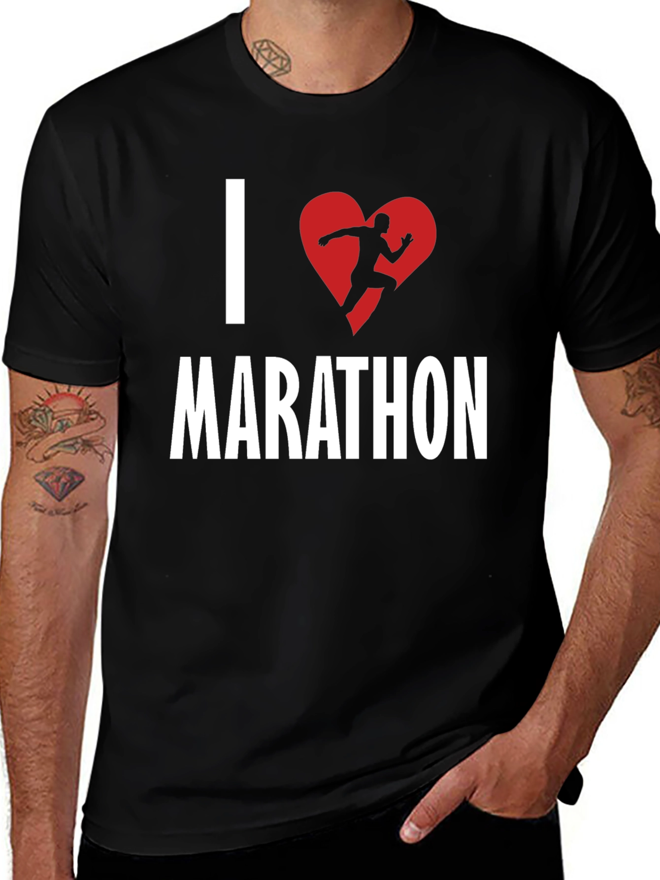 I Heart Marathon Black Graphic T-Shirt