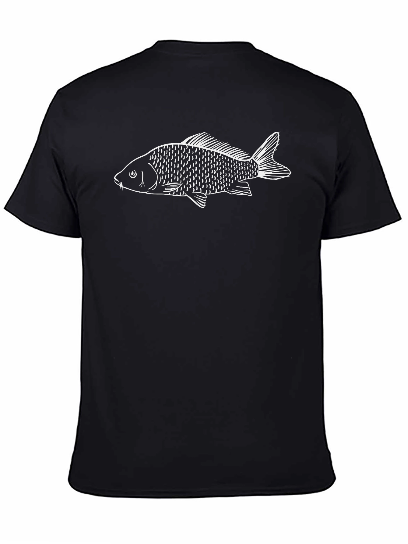 Fish Graphic Tee - Black Cotton T-Shirt