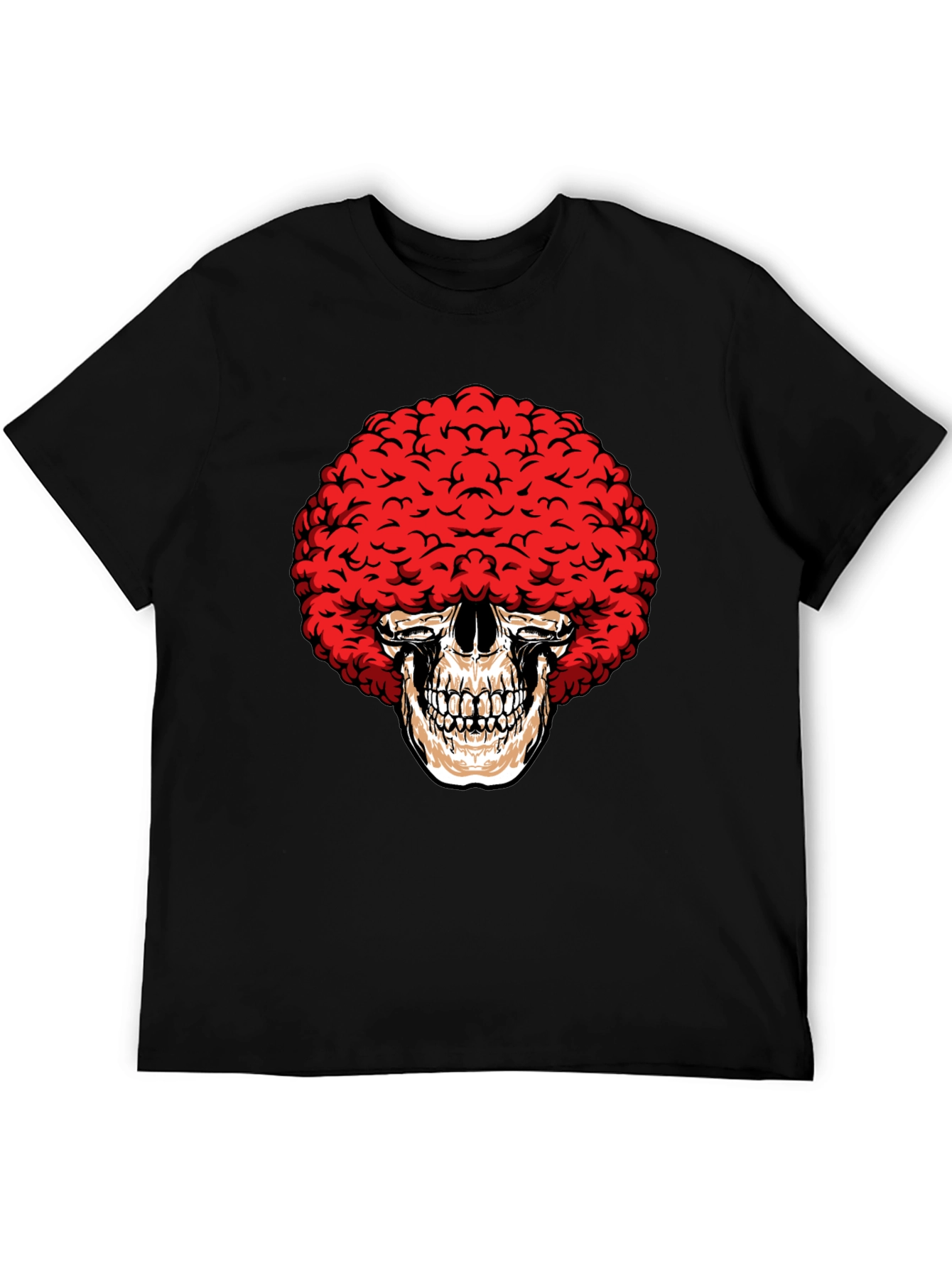 Skull Afro Black T-Shirt - Unique Graphic Tee