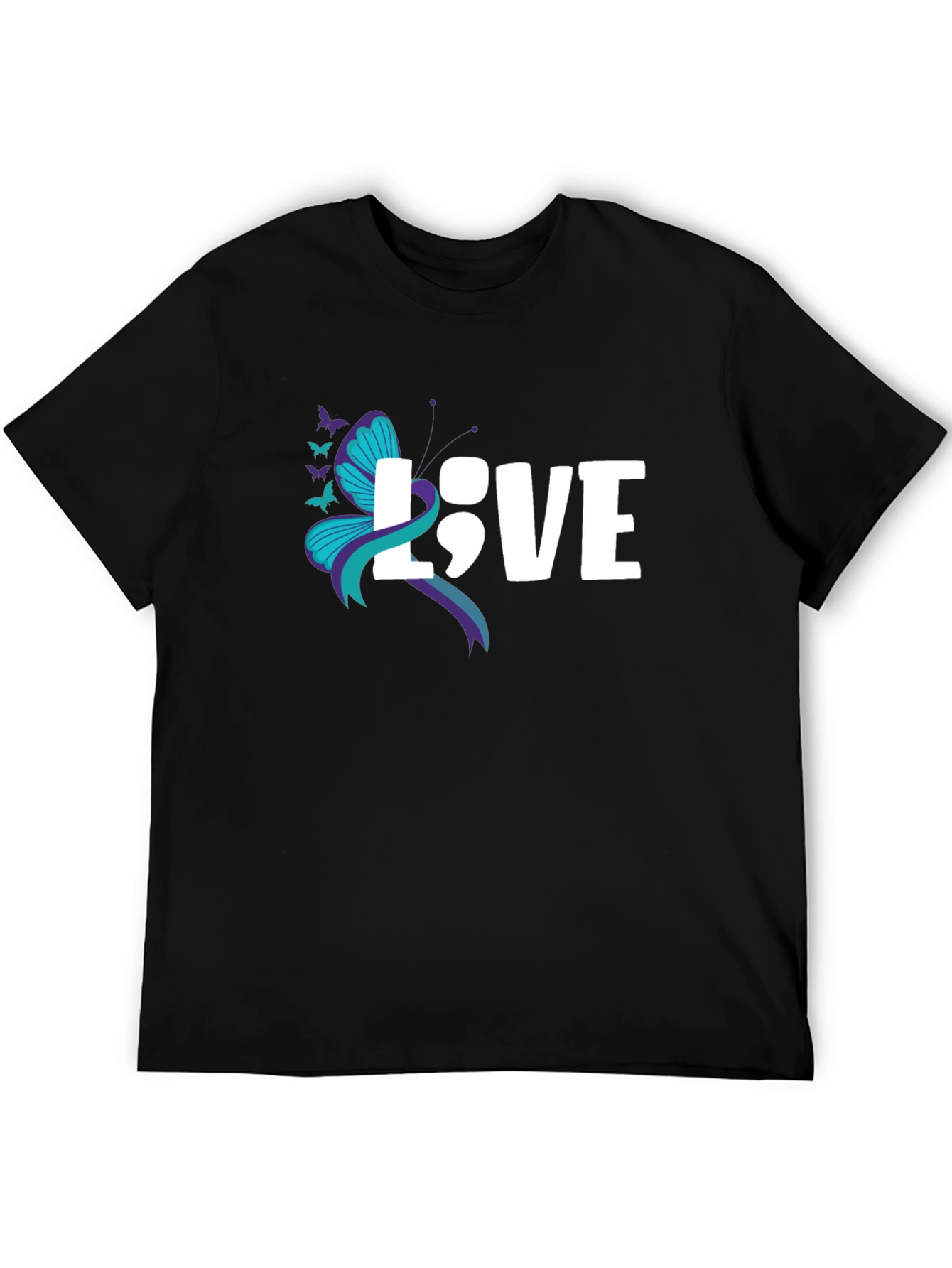 Love Semicolon Butterfly Graphic T-Shirt Suicide Awareness