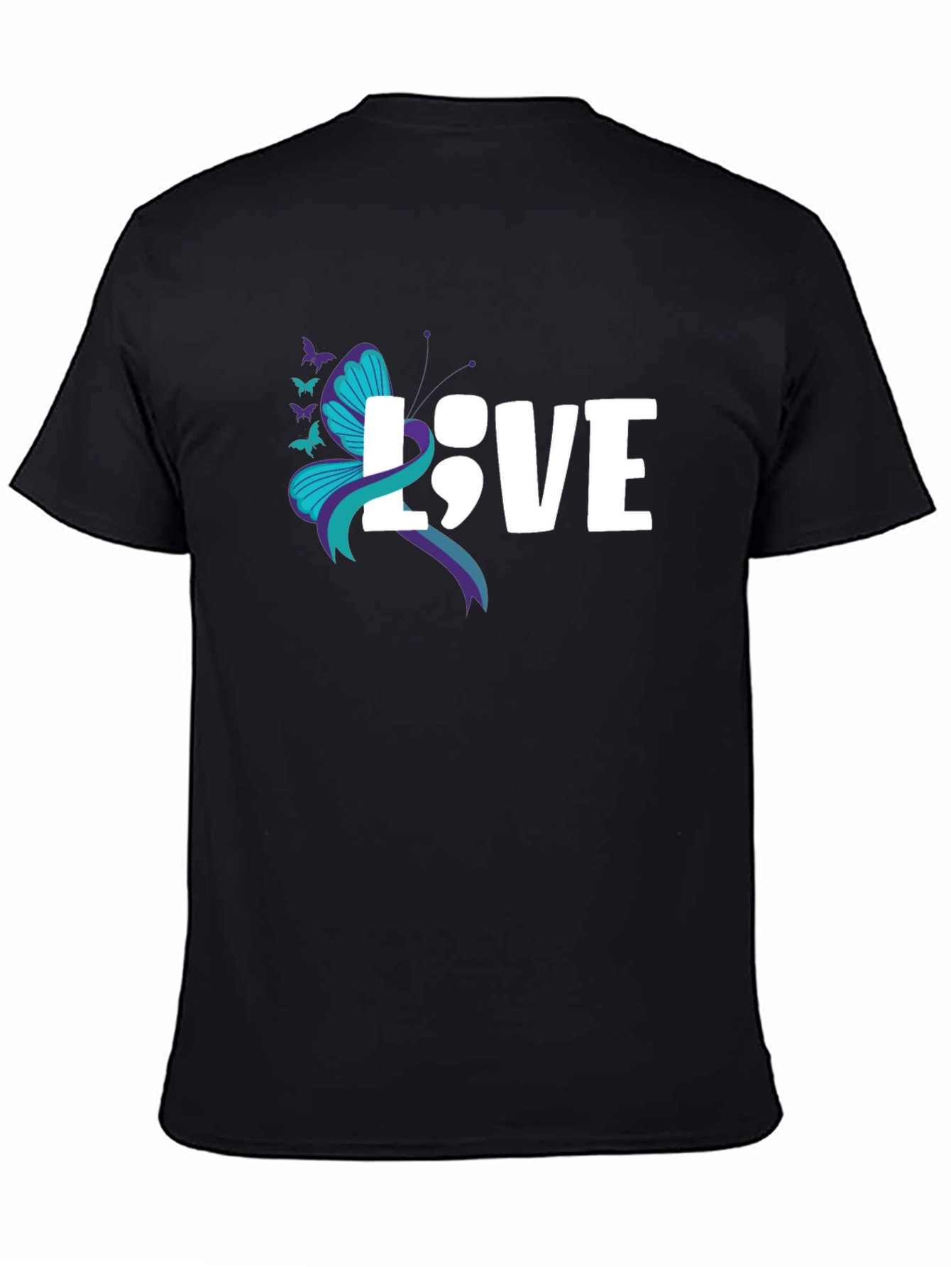 Love Semicolon Butterfly Graphic T-Shirt Suicide Awareness