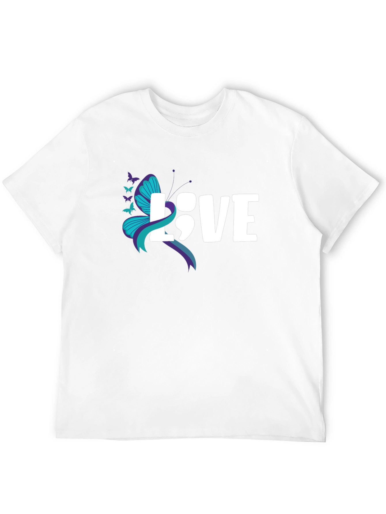 Love Semicolon Butterfly Graphic T-Shirt Suicide Awareness