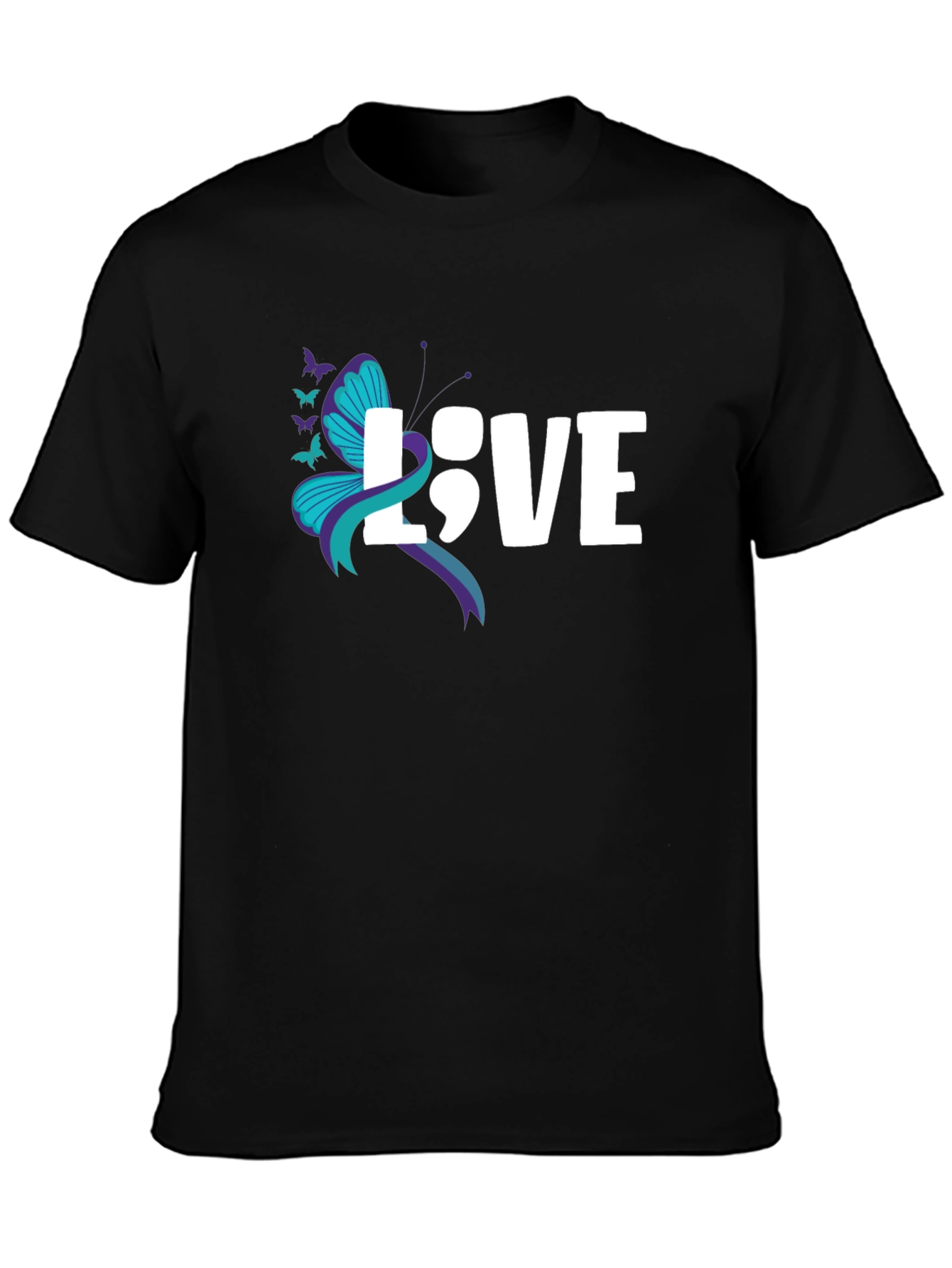 Love Semicolon Butterfly Graphic T-Shirt Suicide Awareness
