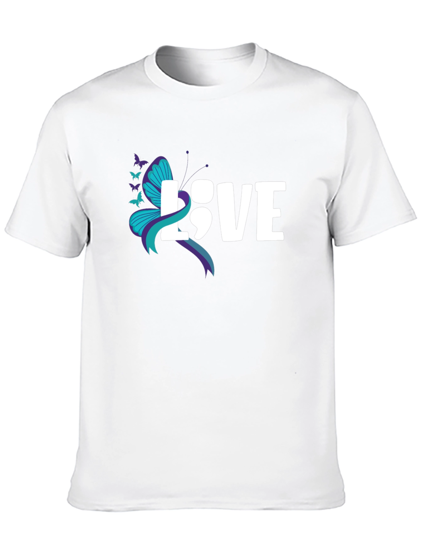Love Semicolon Butterfly Graphic T-Shirt Suicide Awareness