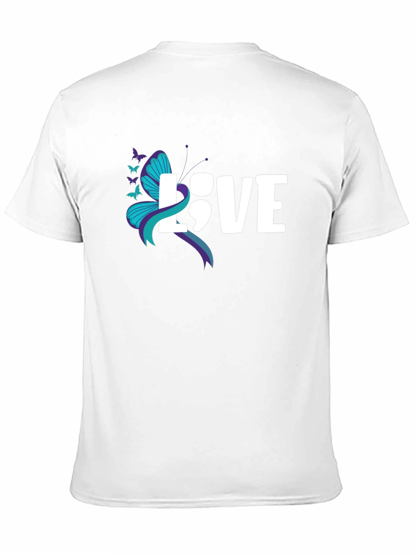 Love Semicolon Butterfly Graphic T-Shirt Suicide Awareness
