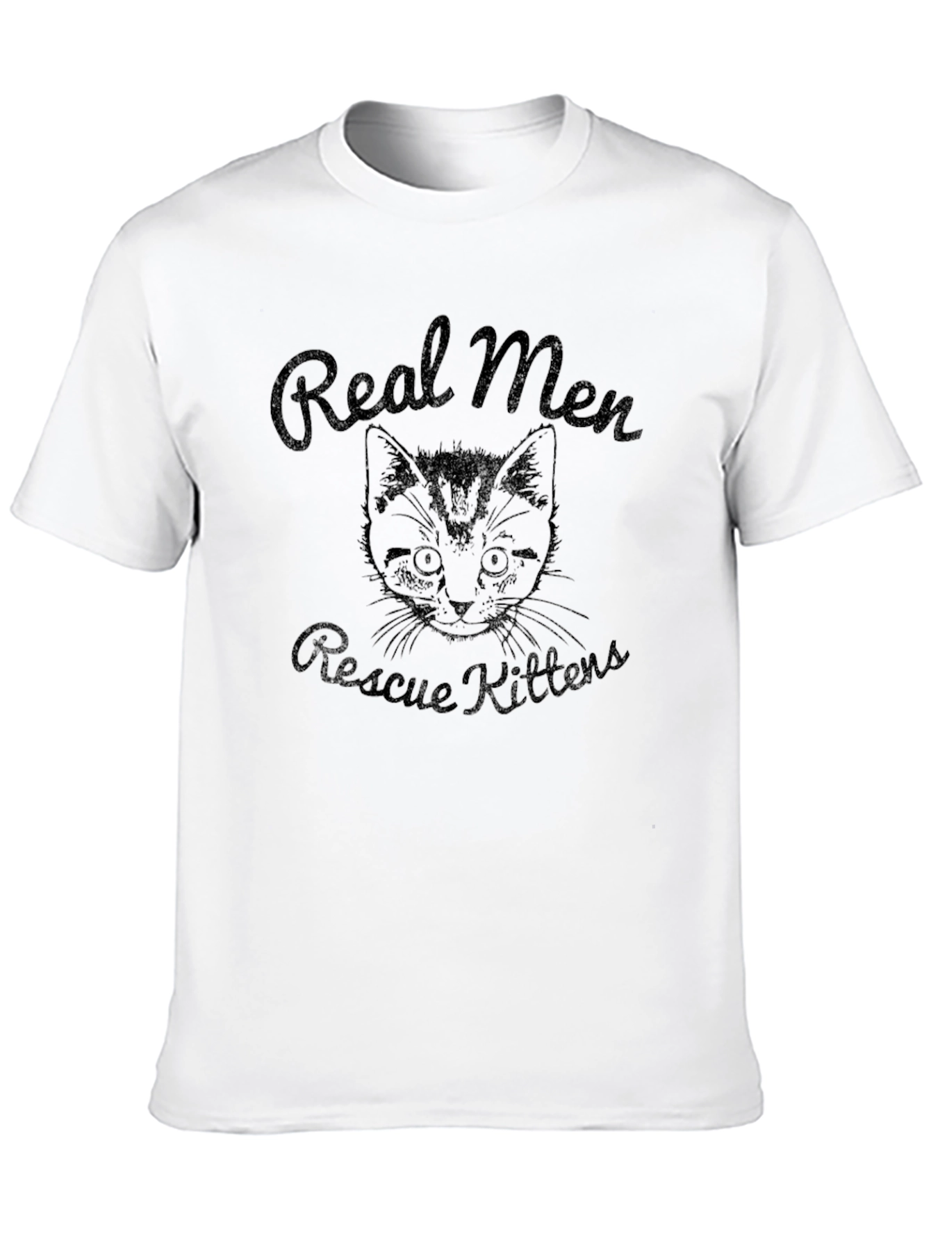 Real Men Rescue Kittens Black Graphic Tee