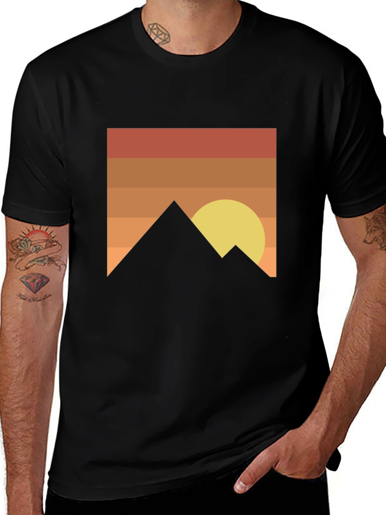 Retro Mountain Graphic Tee - Black