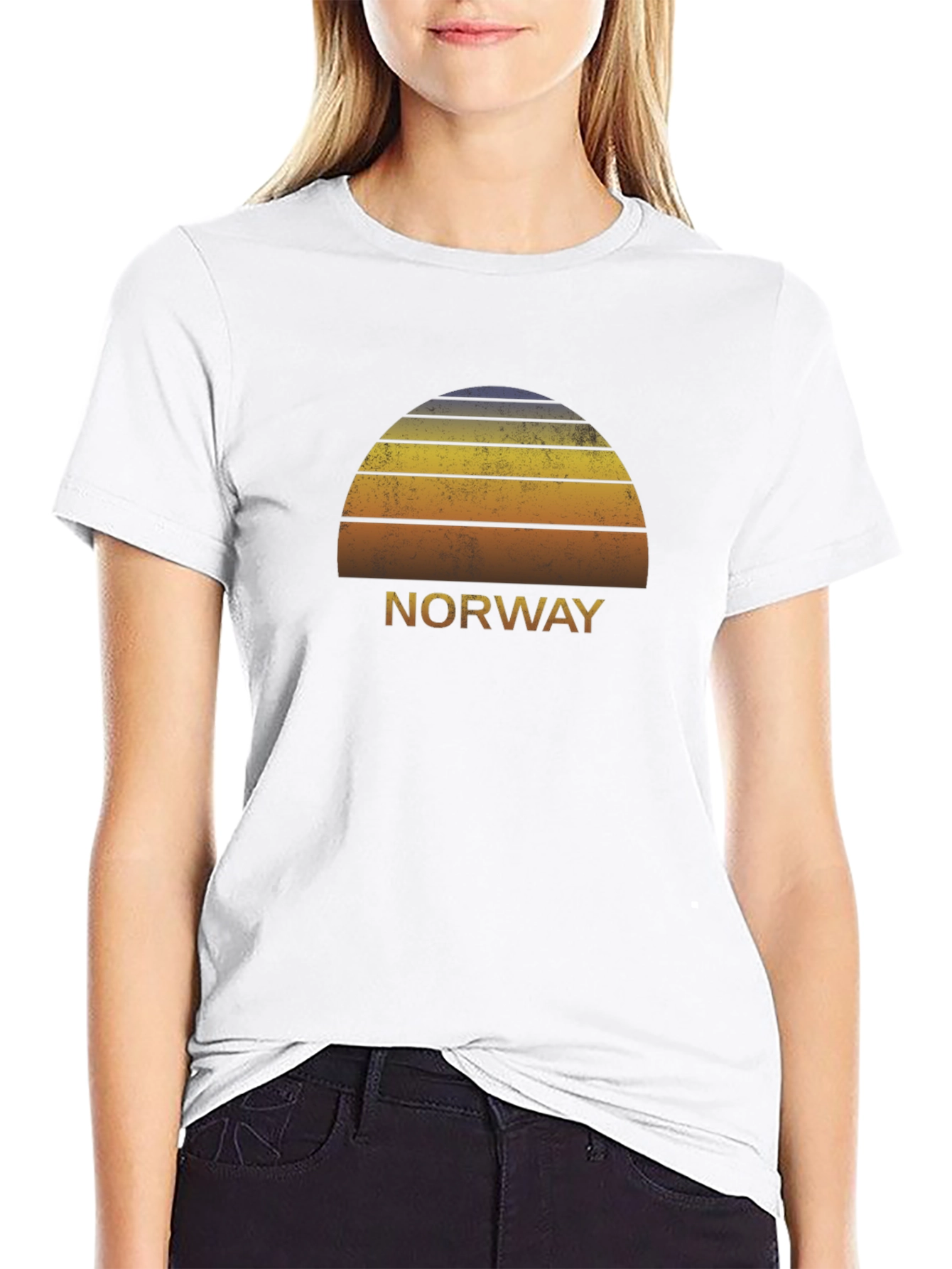 Norway Retro Sunset T-Shirt - Black