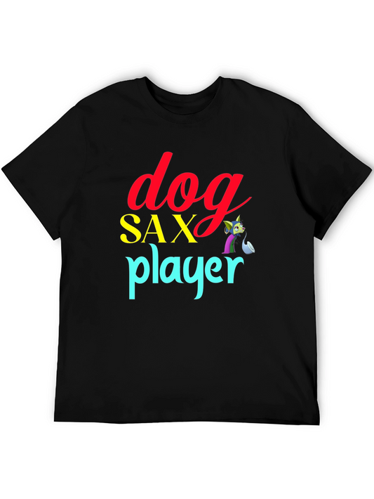 Dog Sax Player Black T-Shirt