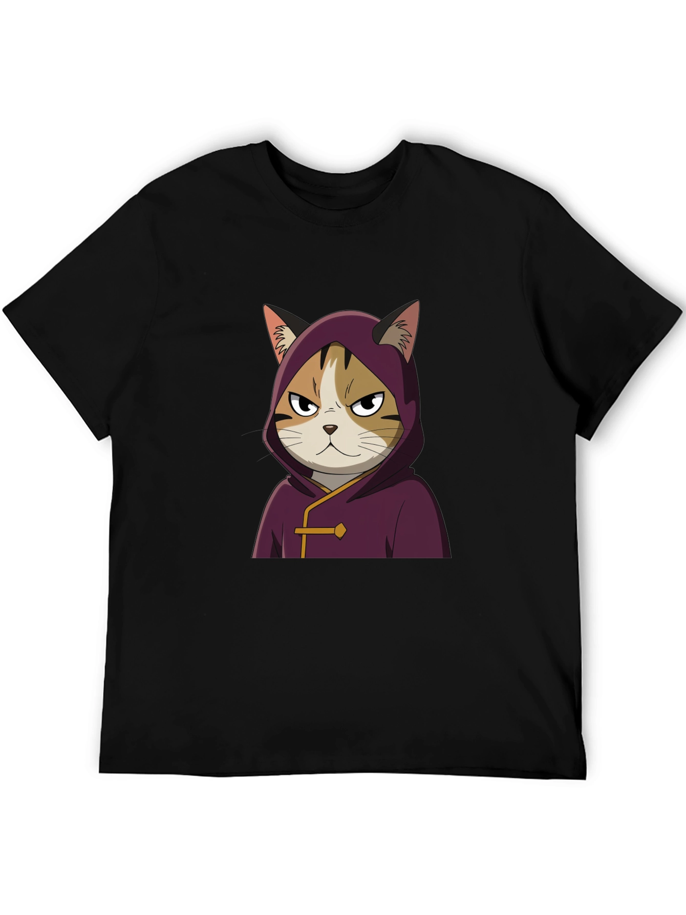 Cat in Hooded Robe Graphic Tee