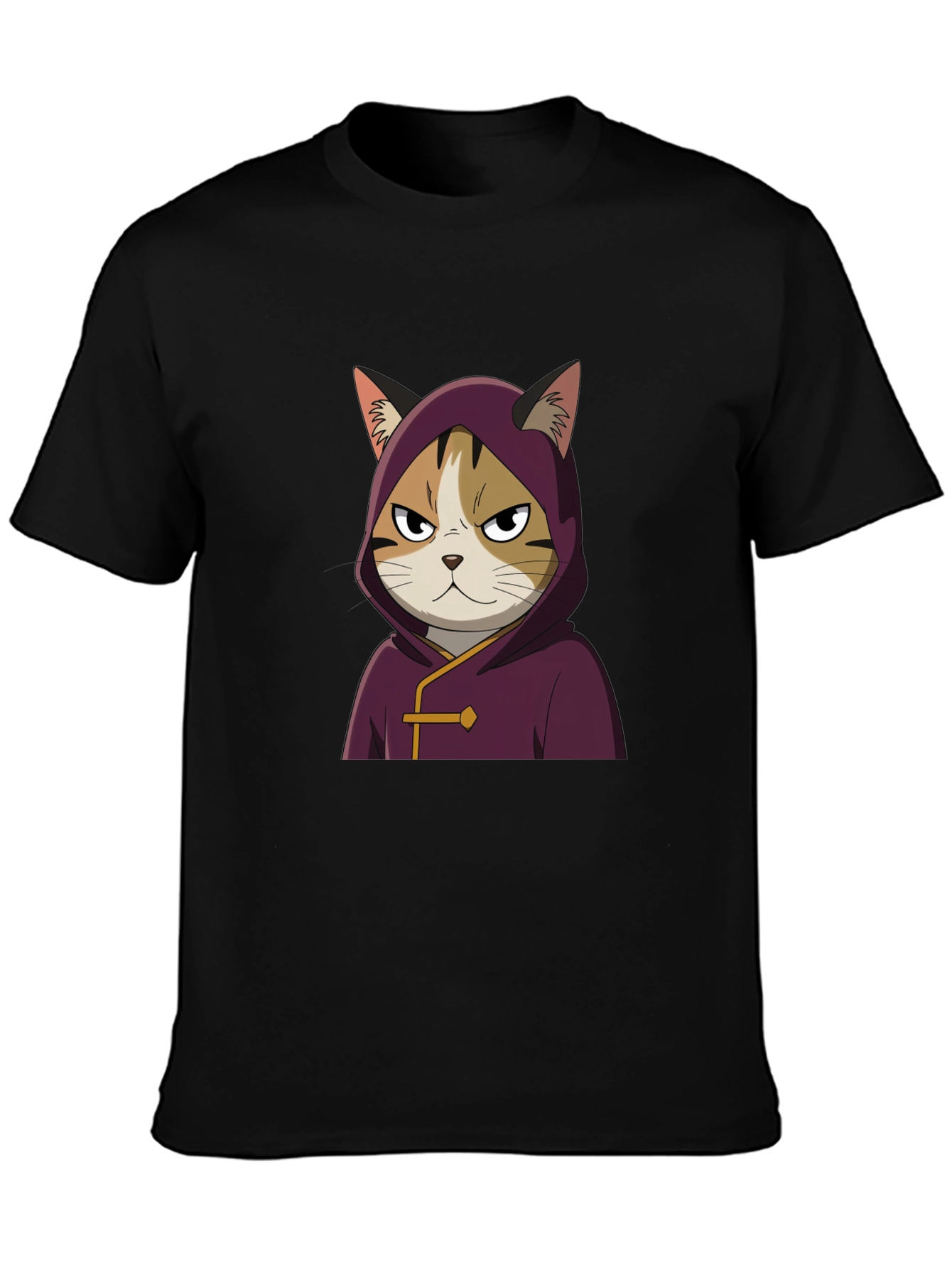 Cat in Hooded Robe Graphic Tee