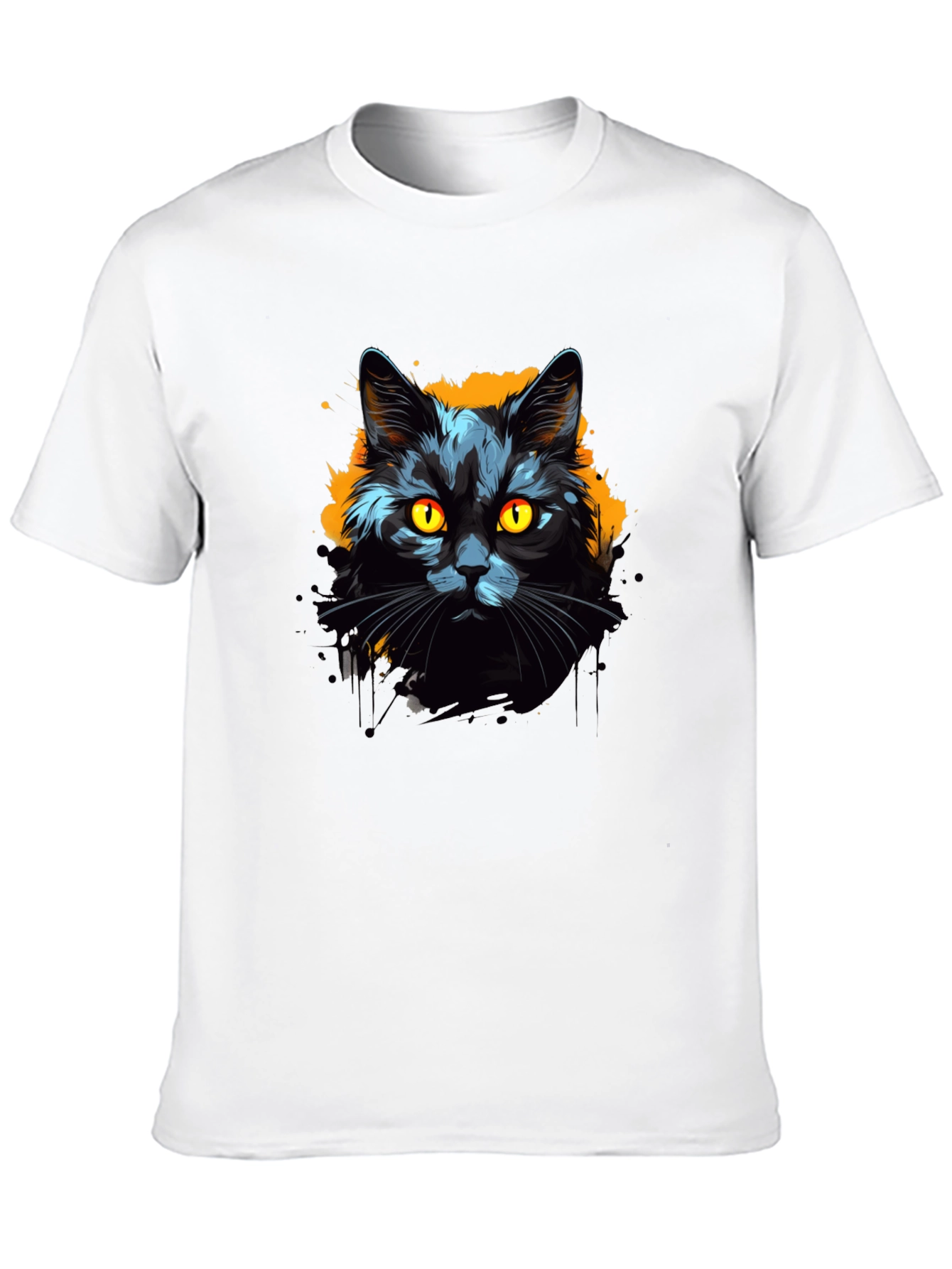 Black Cat Graphic Tee - Mens Cotton T-Shirt