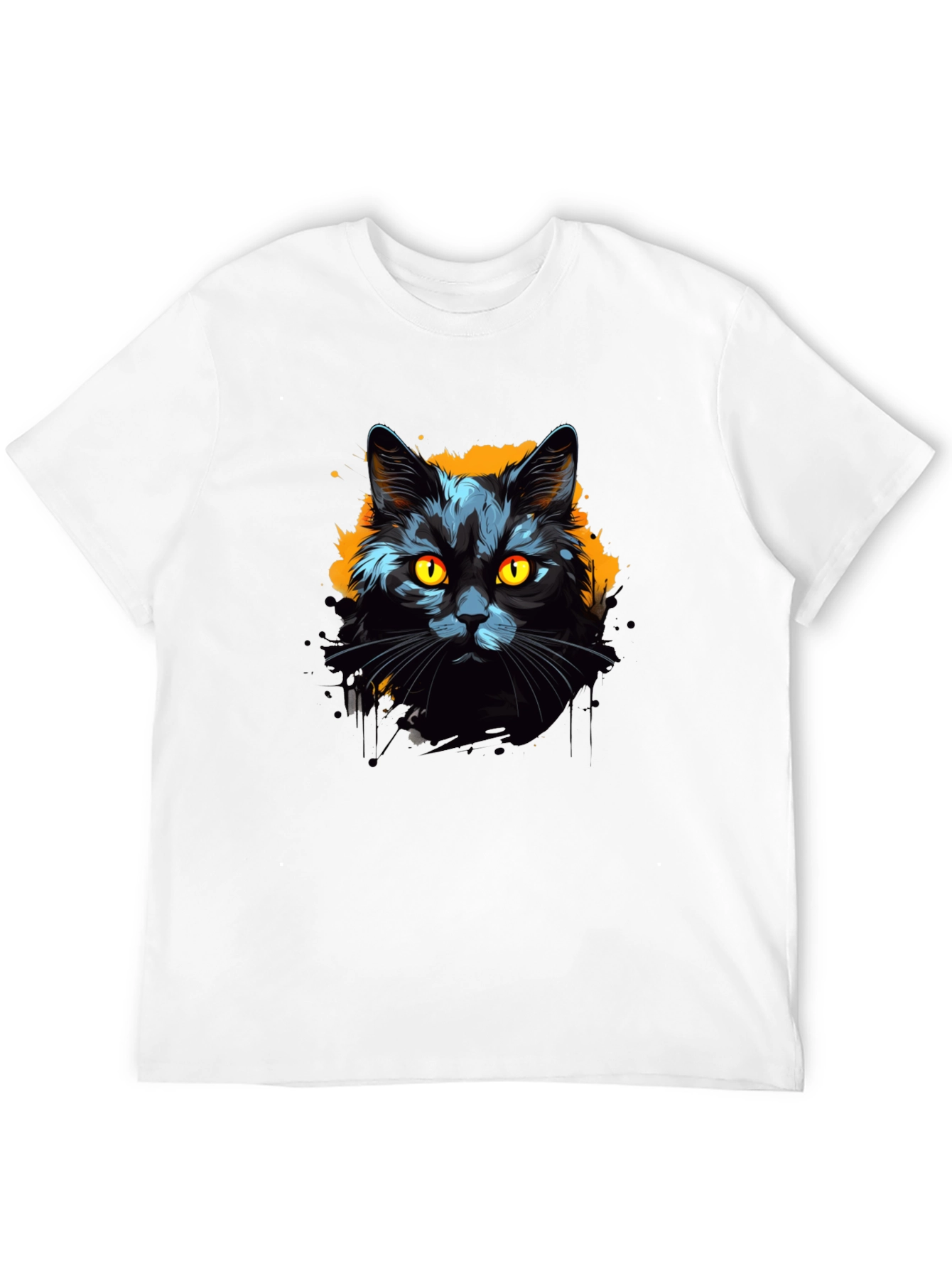 Black Cat Graphic Tee - Mens Cotton T-Shirt