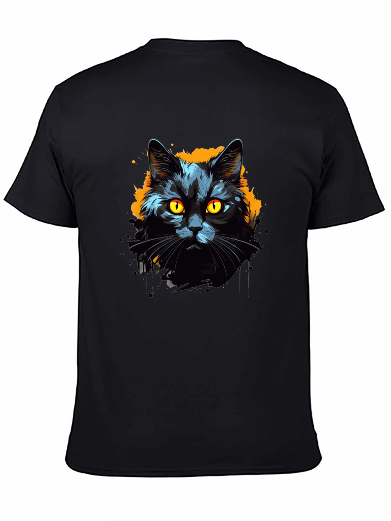 Black Cat Graphic Tee - Mens Cotton T-Shirt