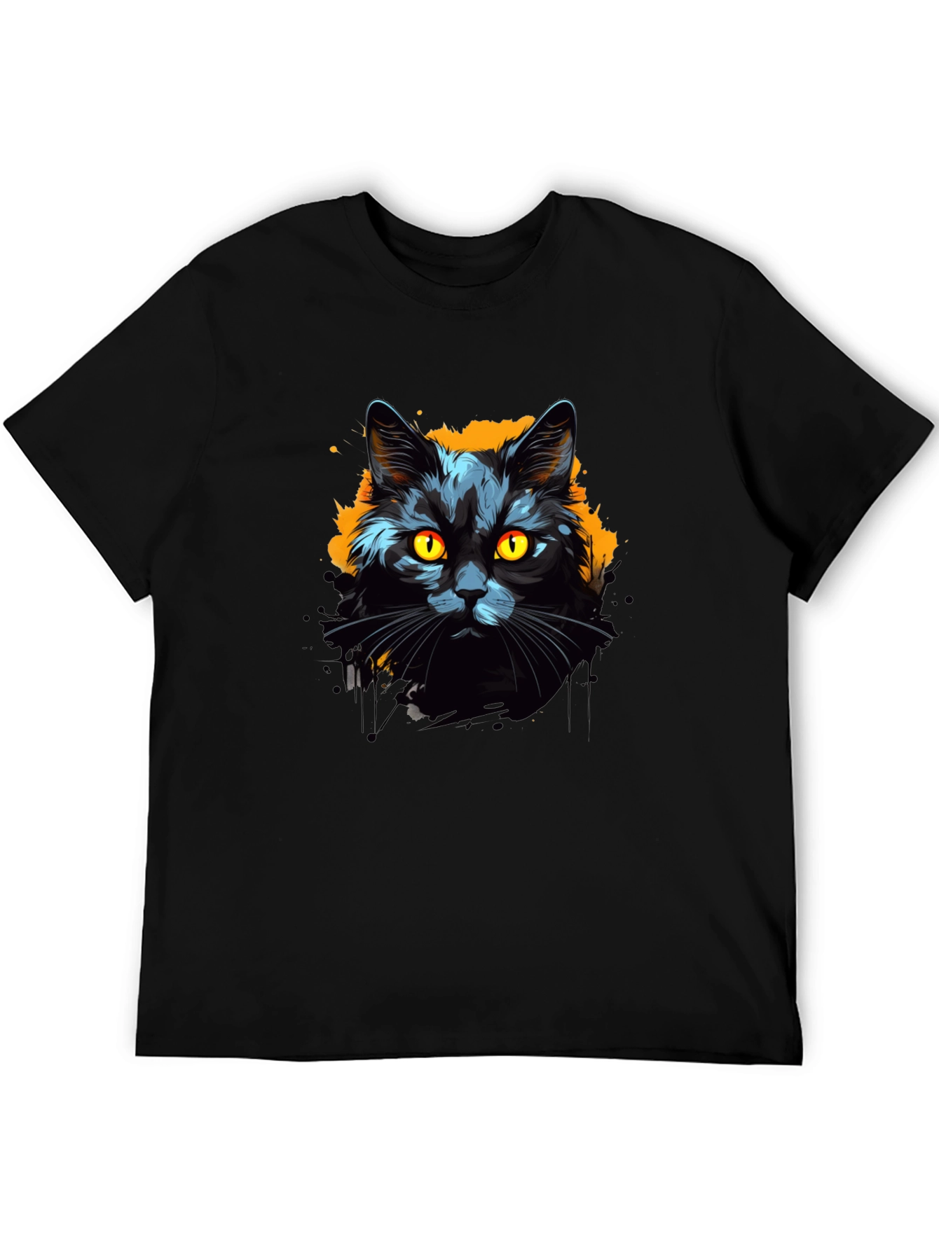 Black Cat Graphic Tee - Mens Cotton T-Shirt