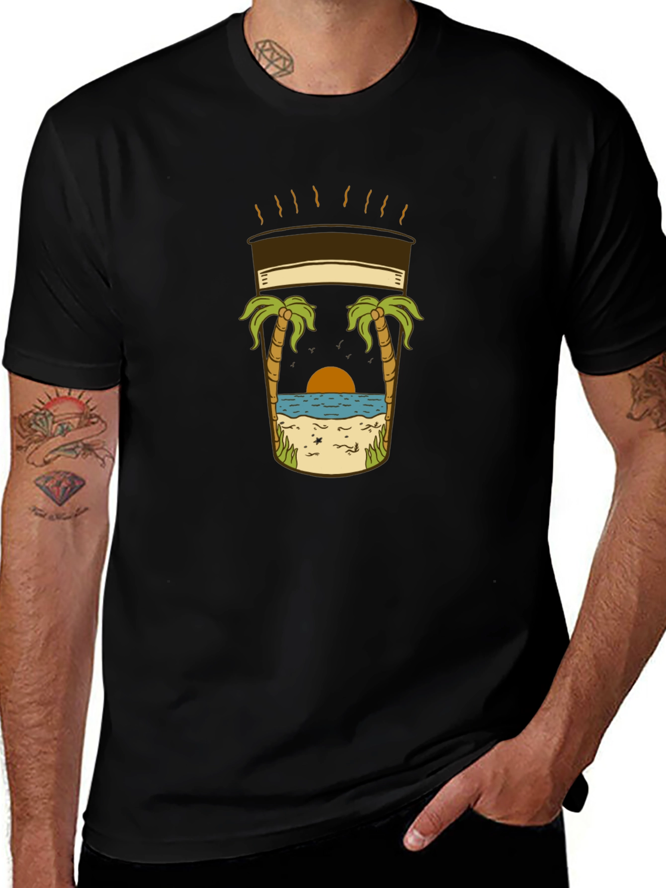 Beach Coffee T-Shirt - Relaxed Coastal Vibes