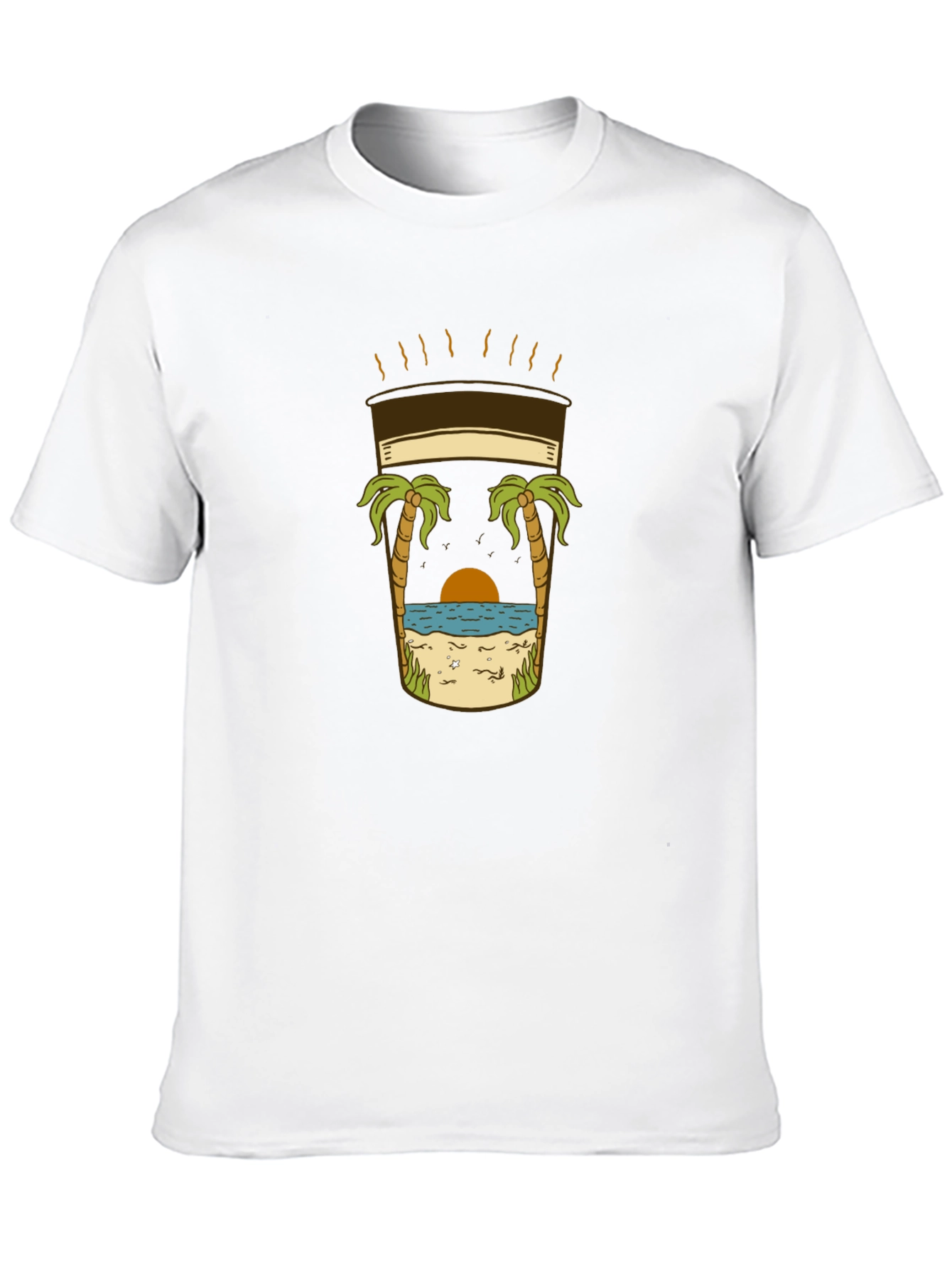 Beach Coffee T-Shirt - Relaxed Coastal Vibes